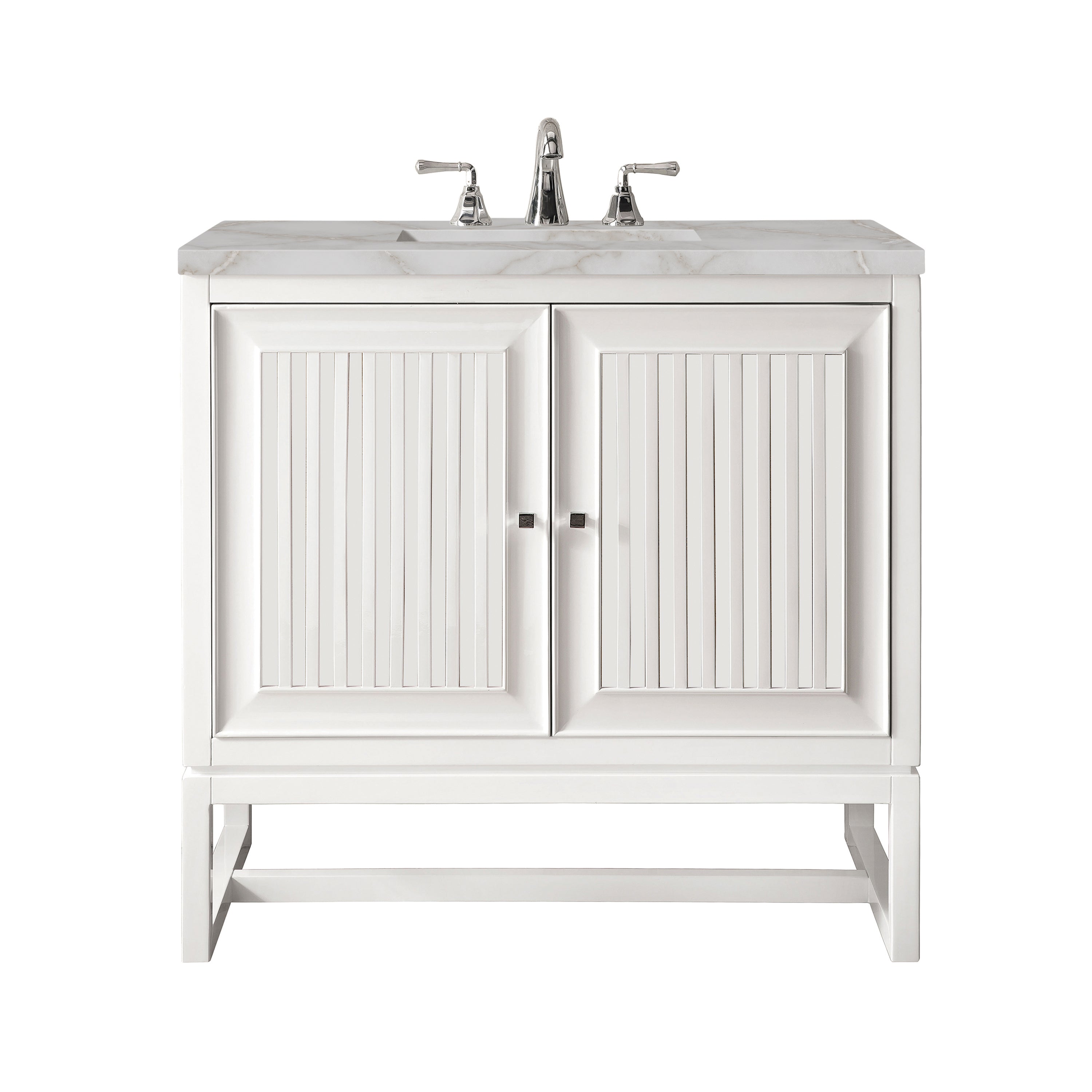 James Martin Athens 30" Single Vanity in Glossy White with 3cm Countertop
