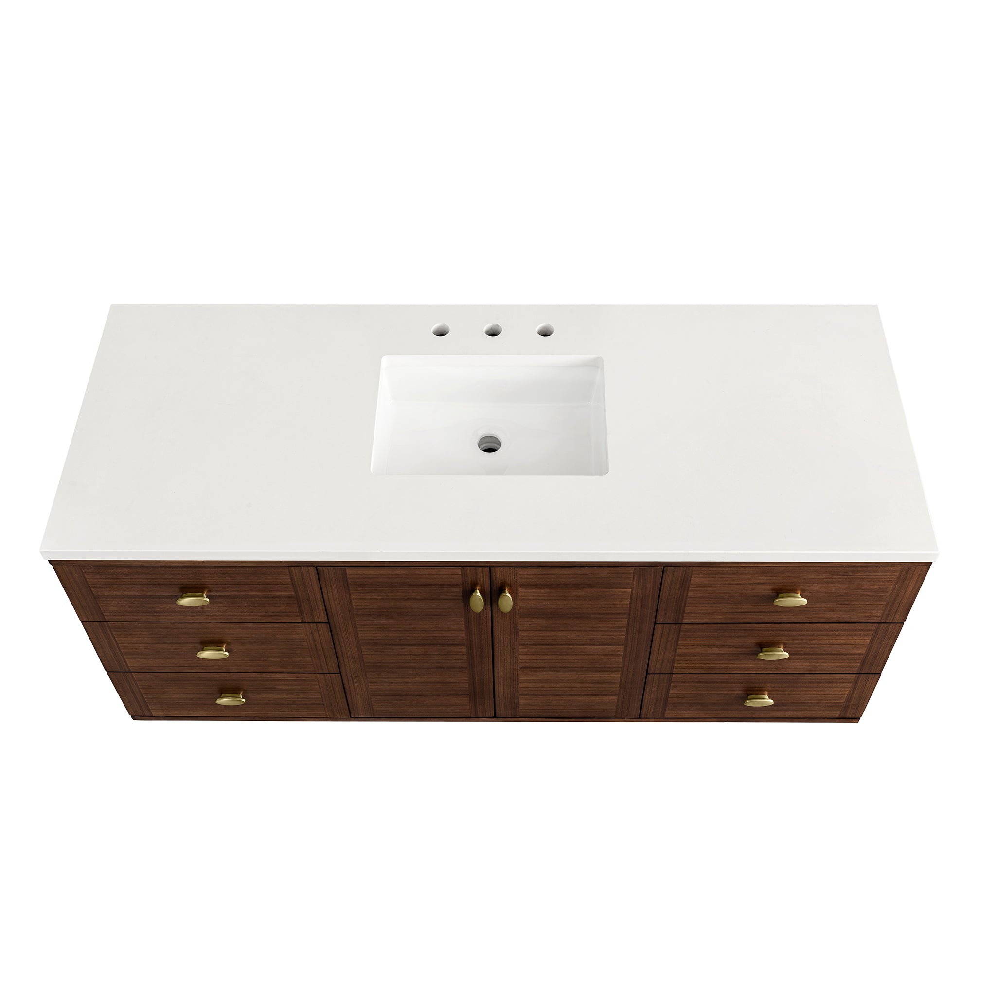 James Martin Amberly 60" Single Vanity in Mid-Century Walnut with 3cm Countertop