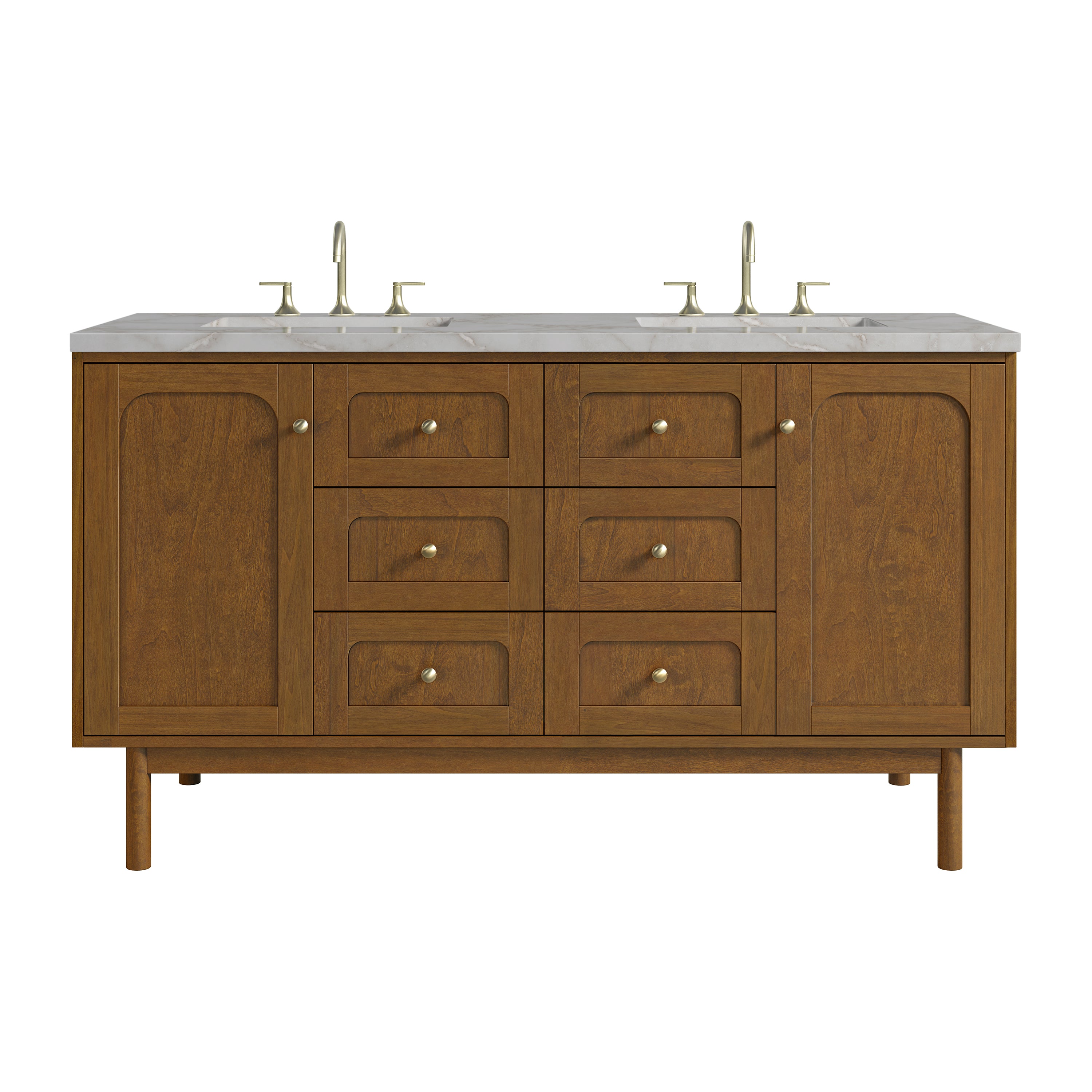 James Martin Laurent 60" Double Vanity in Honey Oak with 3cm Countertop