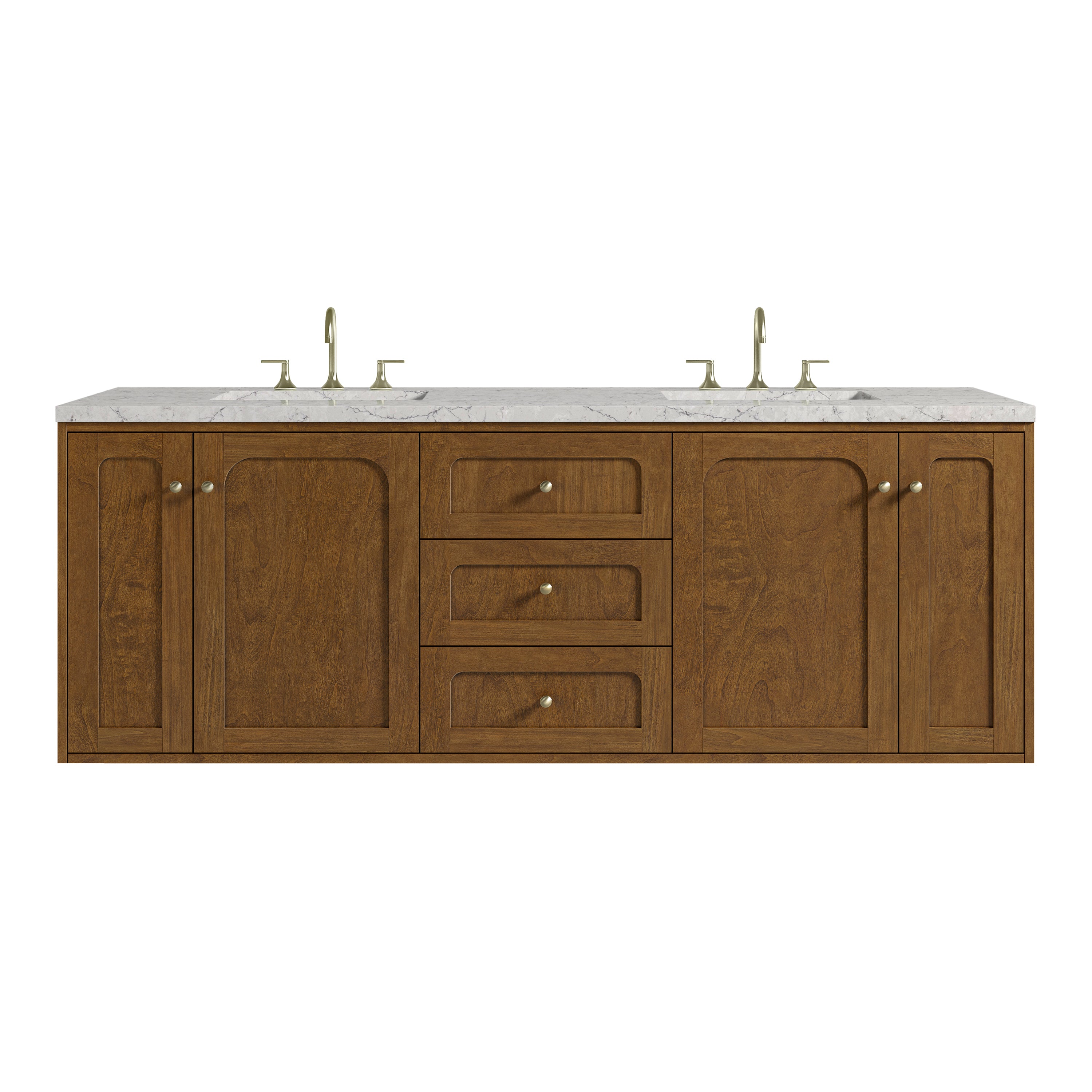 James Martin Laurent 72" Double Vanity in Honey Oak with 3cm Countertop and FreePower Wireless Charger
