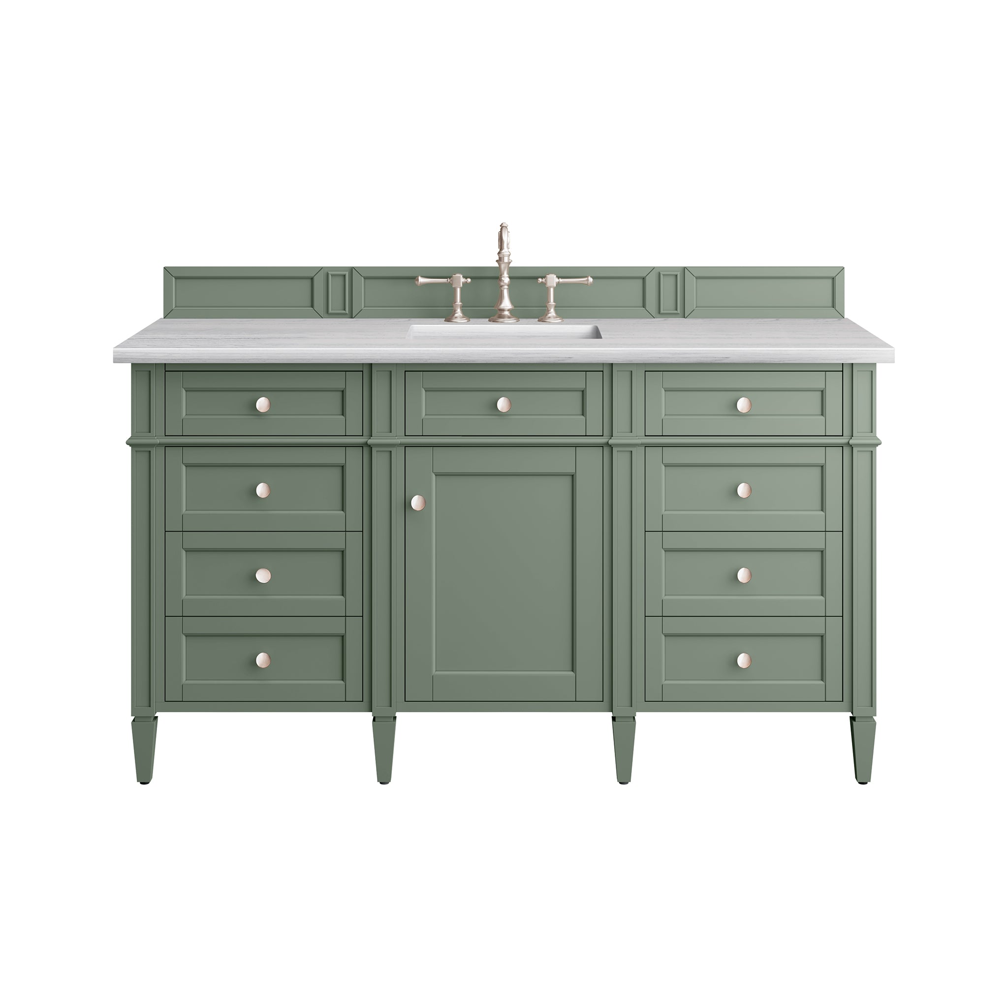 James Martin Brittany 60" Single Vanity in Smokey Celadon with 3cm Countertop