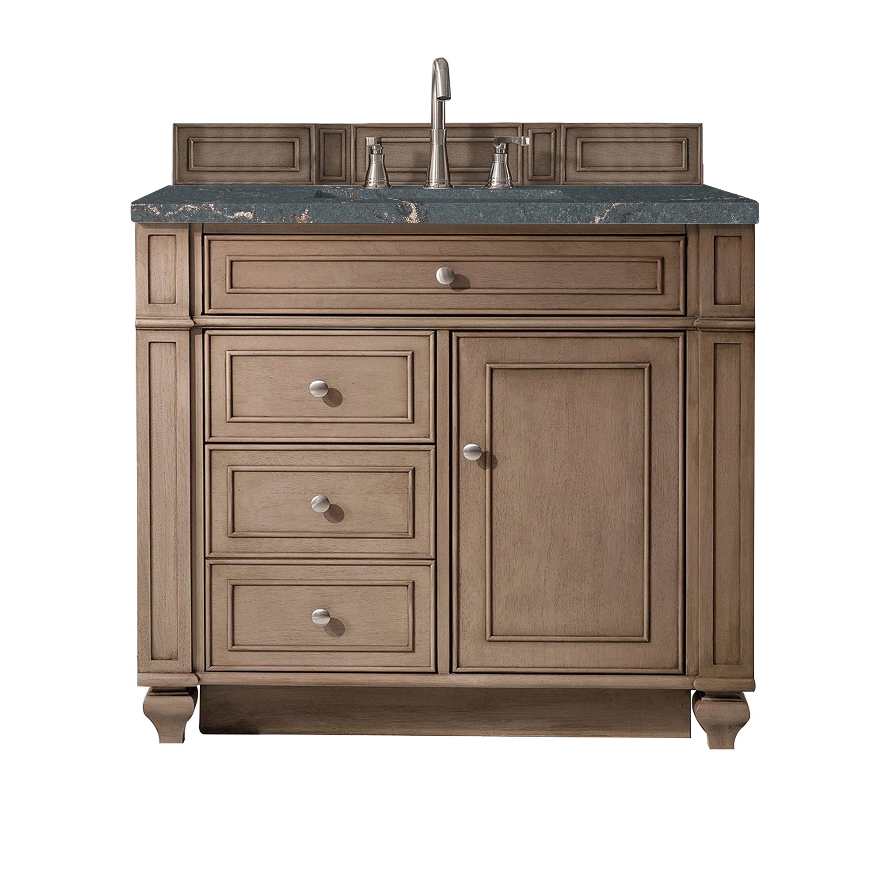 James Martin Bristol 36" Single Vanity in Whitewashed Walnut with 3cm Countertop