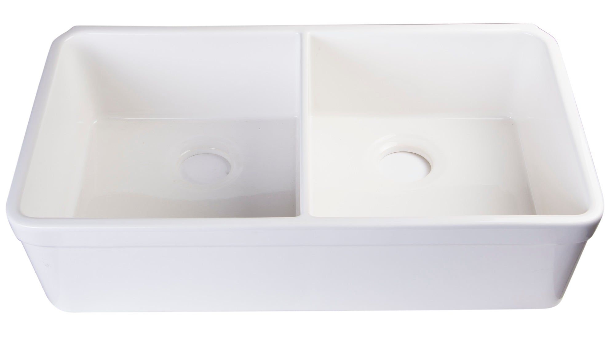 ALFI brand AB512UM AB512UM-W 32 inch White Double Bowl Fireclay Undermount Kitchen Sink