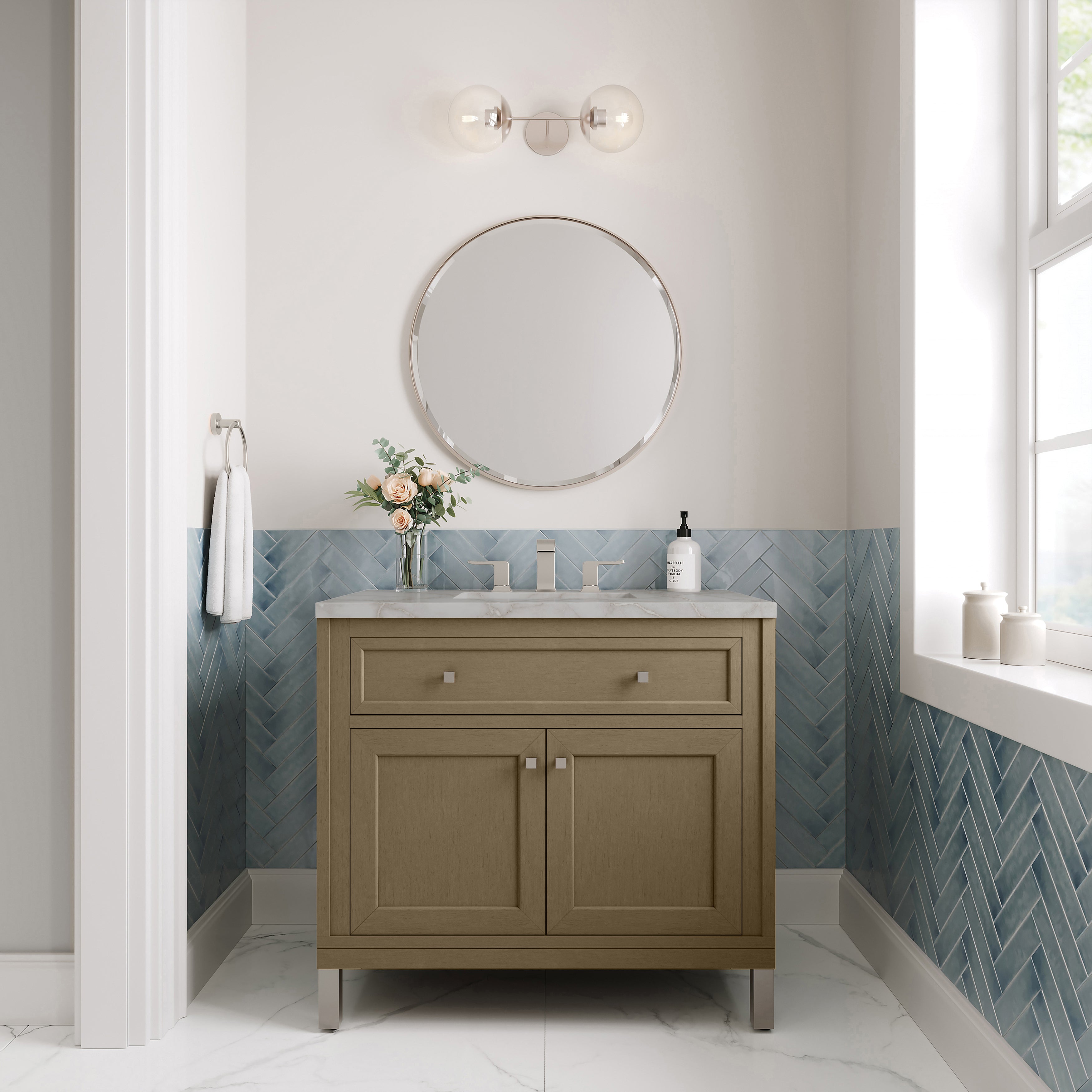 James Martin Chicago 36" Single Vanity in Walnut Whisper with 3cm Countertop