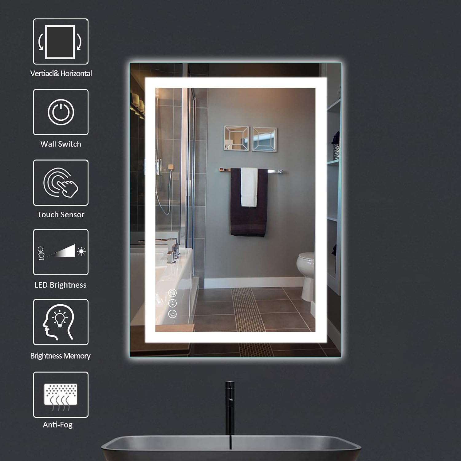 Chans Furniture  Aurora LED Bathroom Vanity Mirror