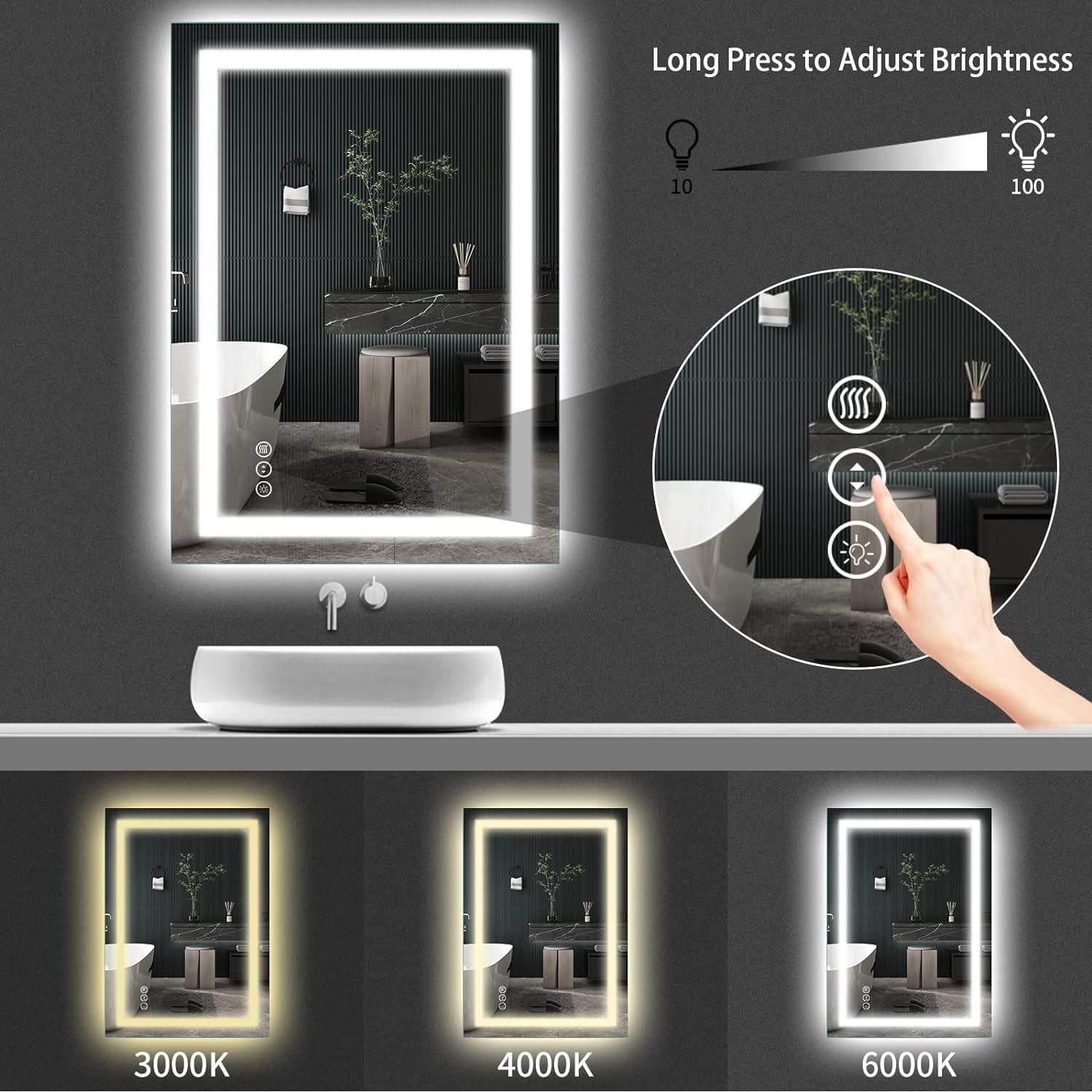 Chans Furniture  Aurora LED Bathroom Vanity Mirror