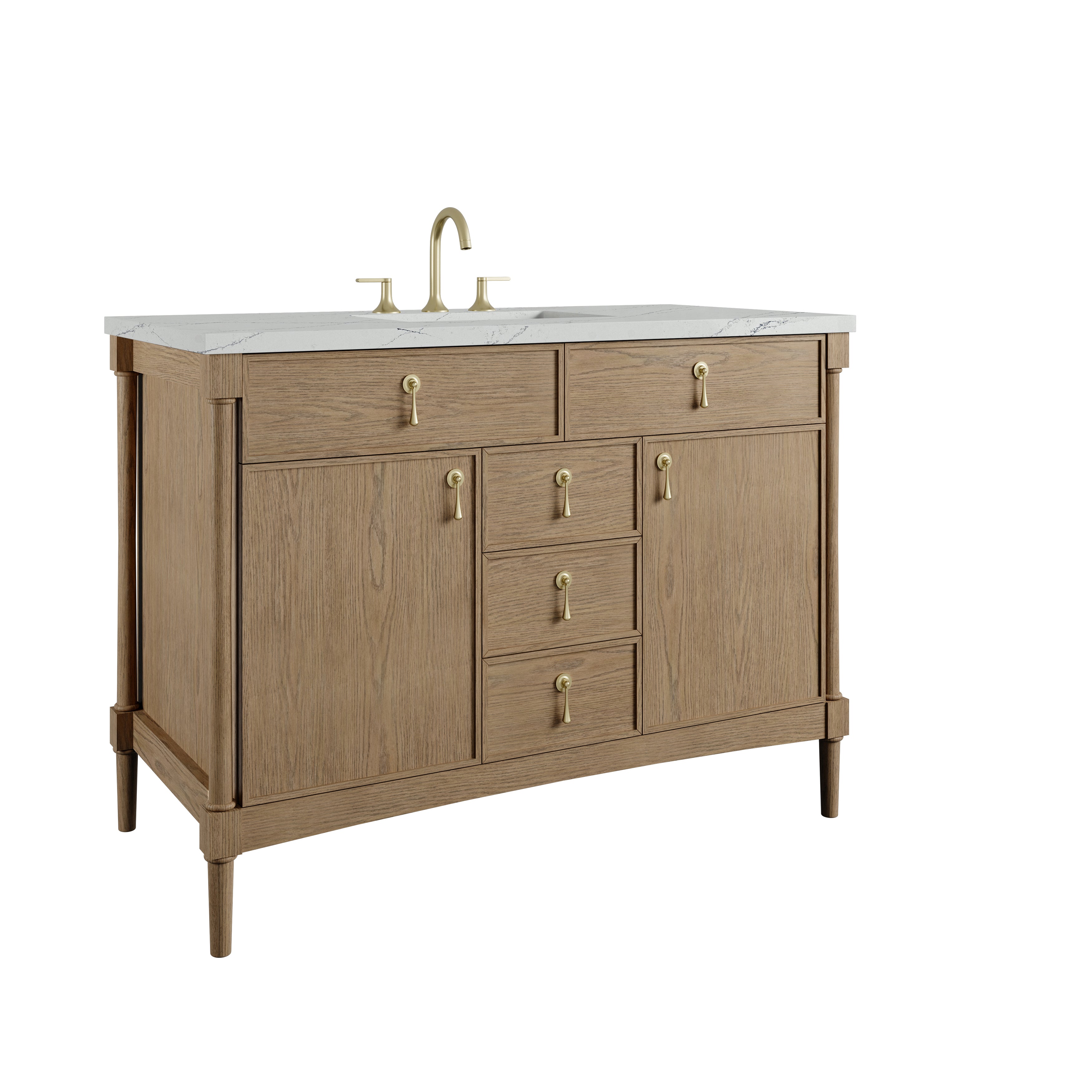 James Martin Kinnsden 48" Single Vanity in Weathered Oak with 3cm Countertop and FreePower Wireless Charger