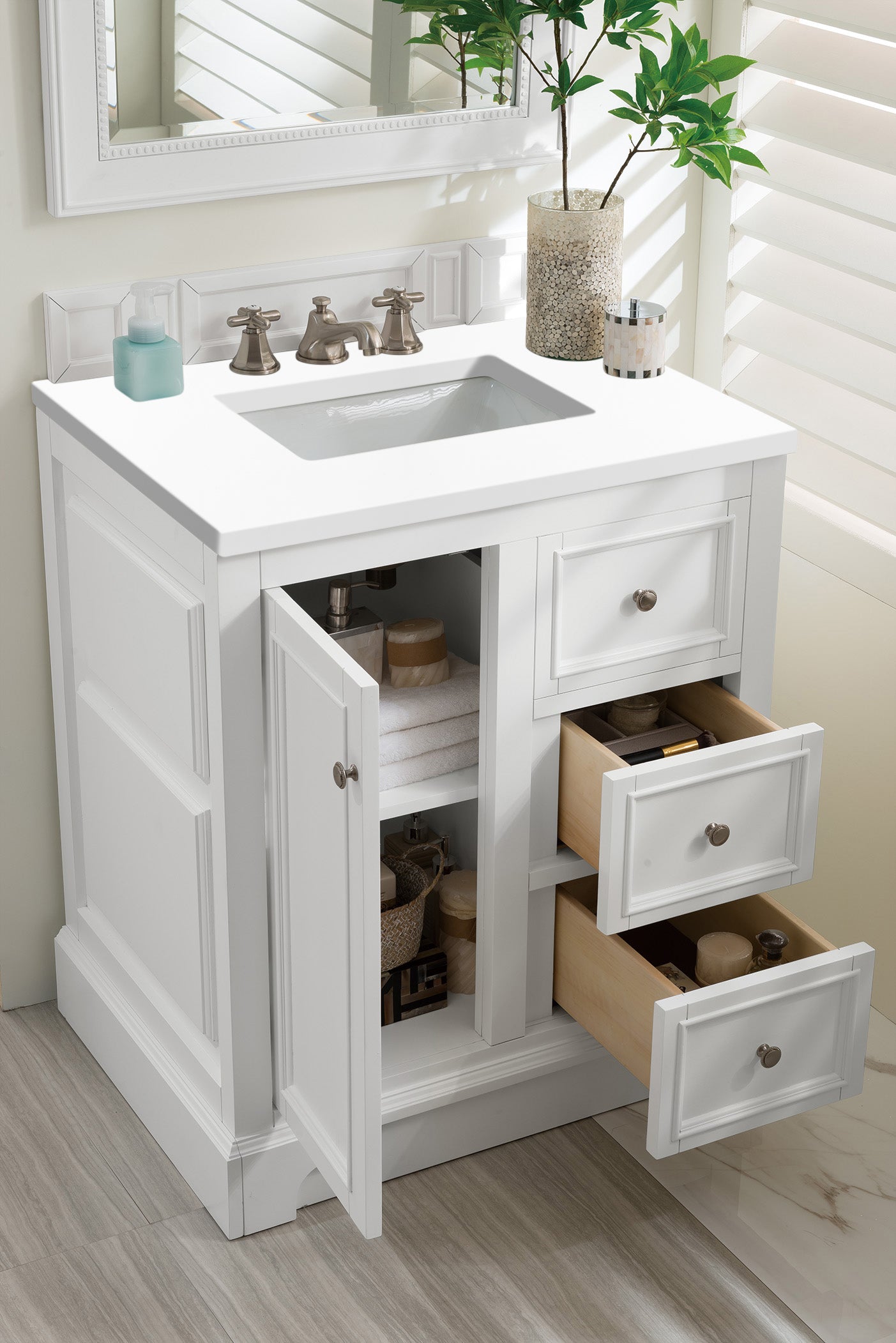 James Martin De Soto 30" Single Vanity in Bright White with 3cm Countertop