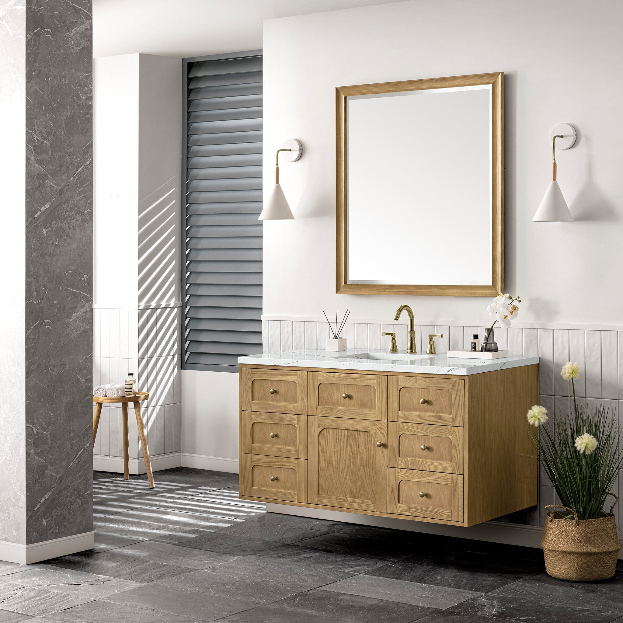 James Martin Laurent 48" Single Vanity in Light Natural Oak with 3cm Countertop