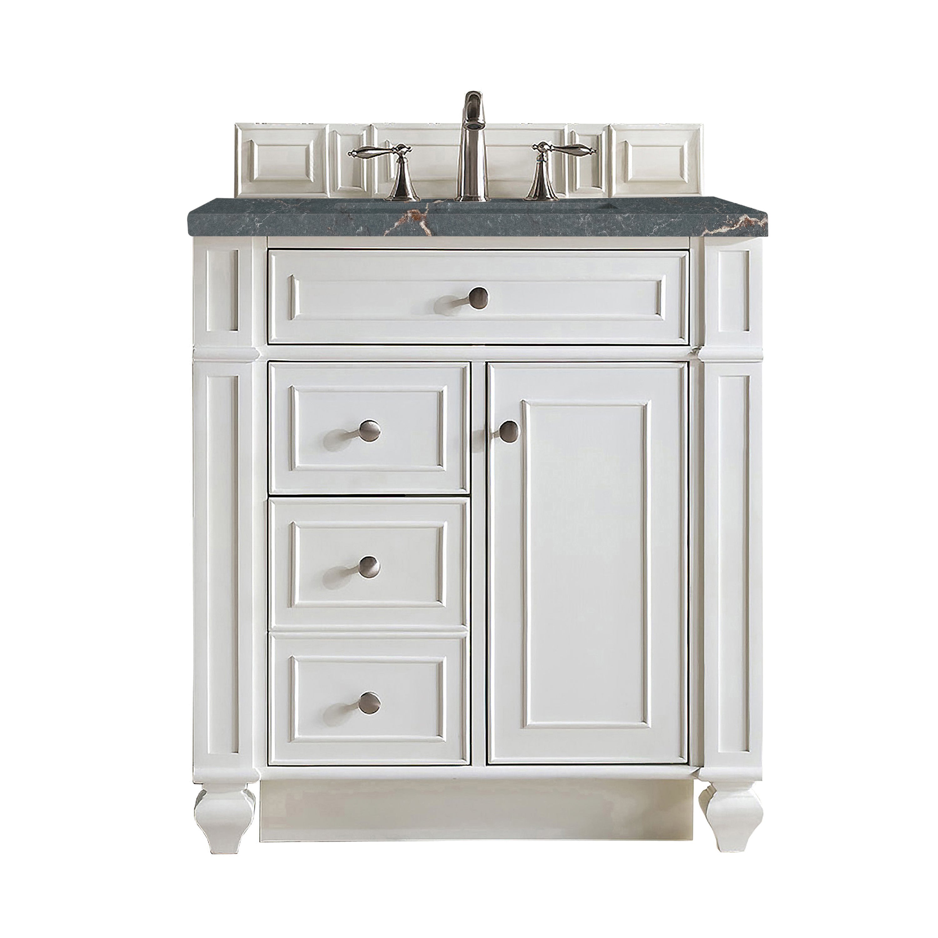 James Martin Bristol 30" Single Vanity in Bright White with 3cm Countertop