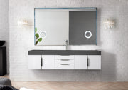 James Martin Mercer Island 72" Single Vanity in Glossy White with Dusk Grey Glossy Composite Stone Top