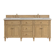 James Martin Lorelai 72" Double Vanity in Light Natural Oak with 3cm Countertop and FreePower Wireless Charger