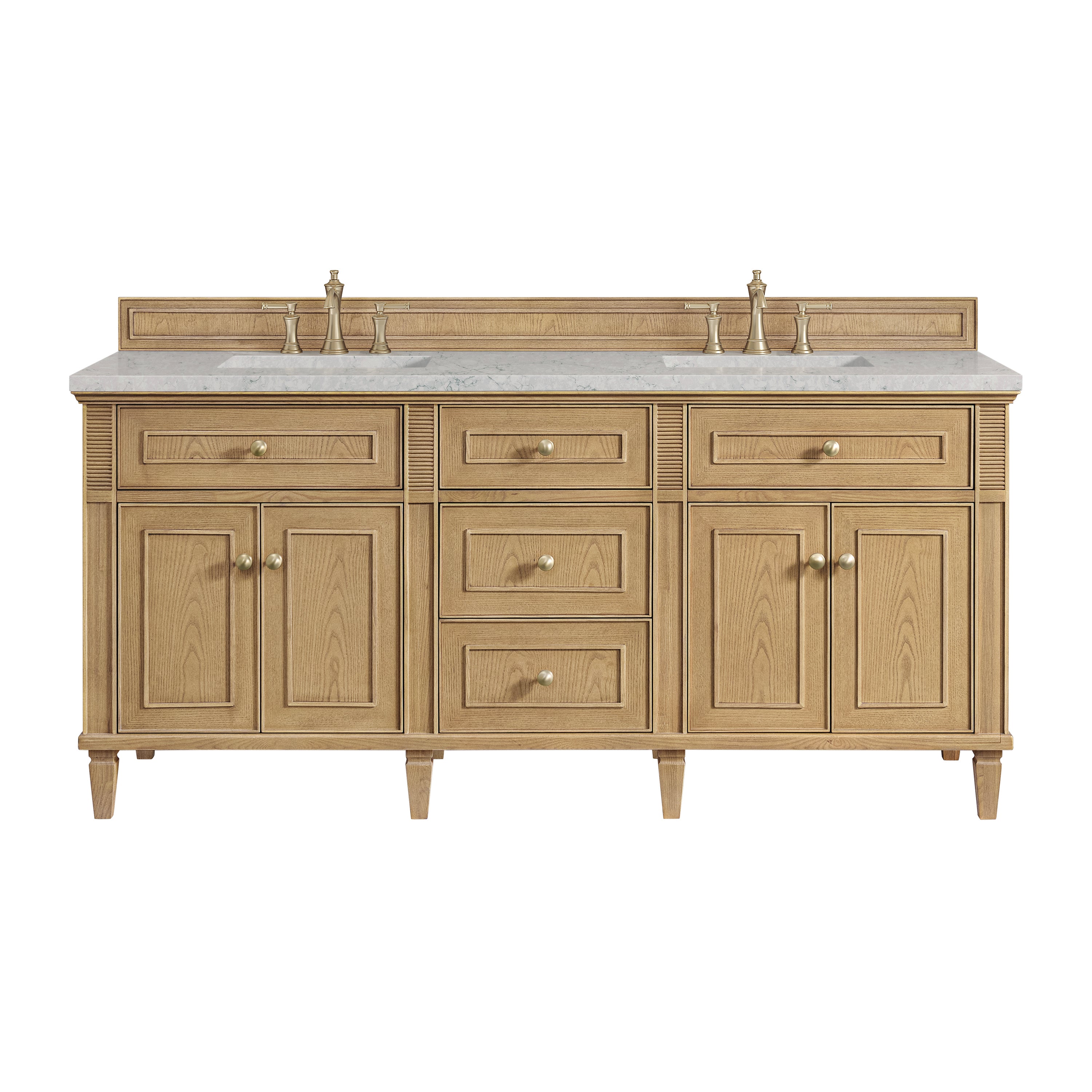 James Martin Lorelai 72" Double Vanity in Light Natural Oak with 3cm Countertop and FreePower Wireless Charger