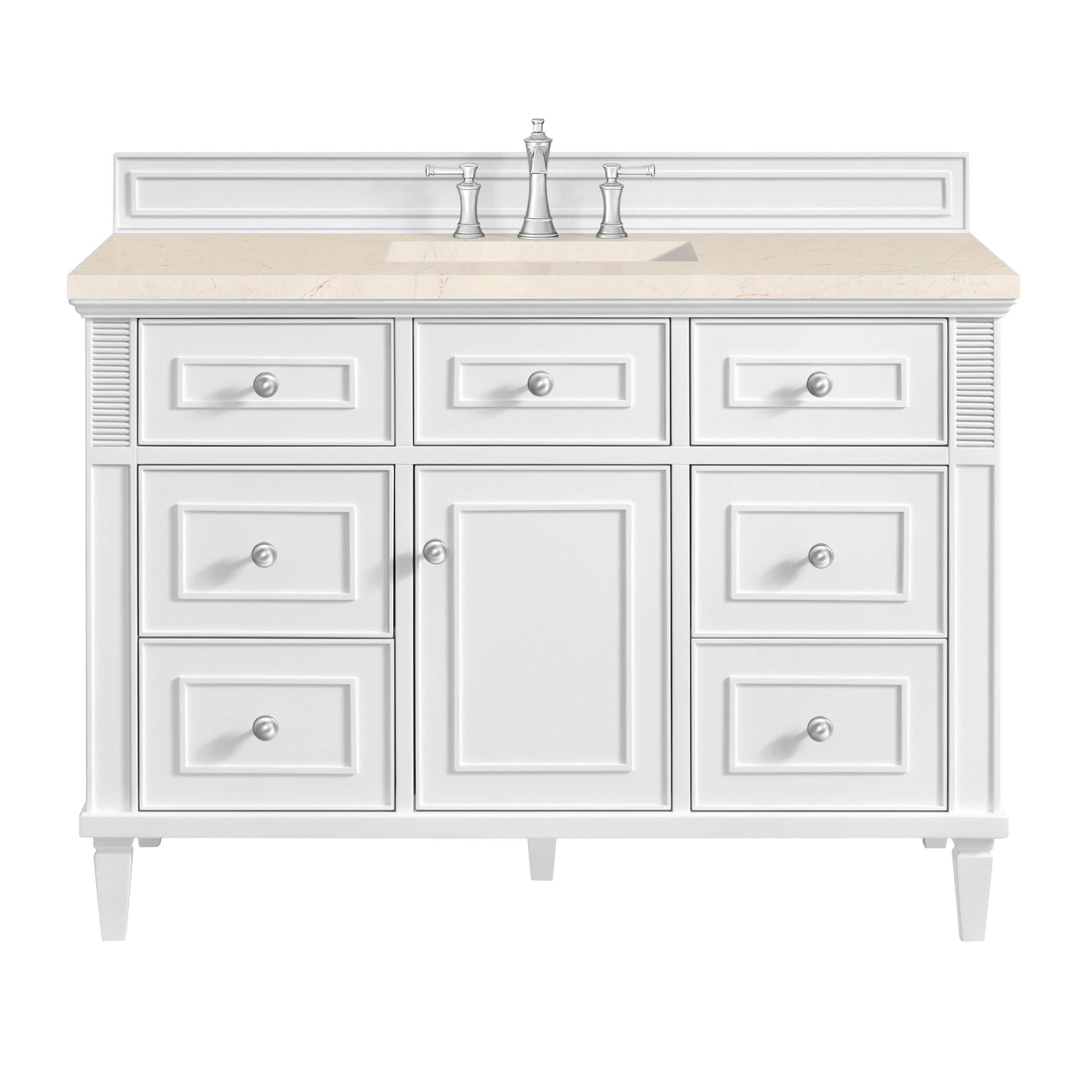James Martin Lorelai 48" Single Vanity in Bright White with 3cm Countertop