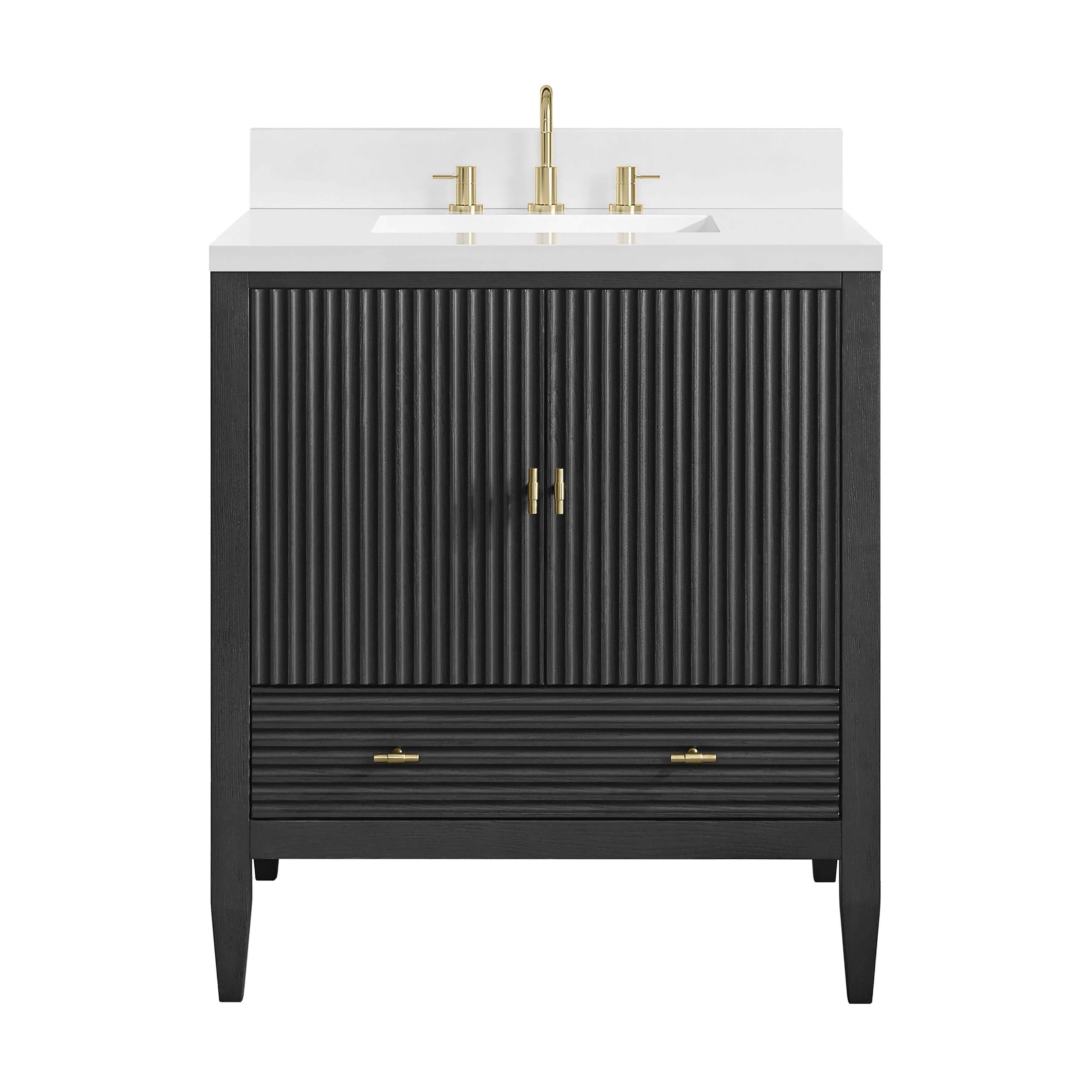 James Martin Myrrin 30" Single Vanity in Carbon Oak with 3cm Countertop