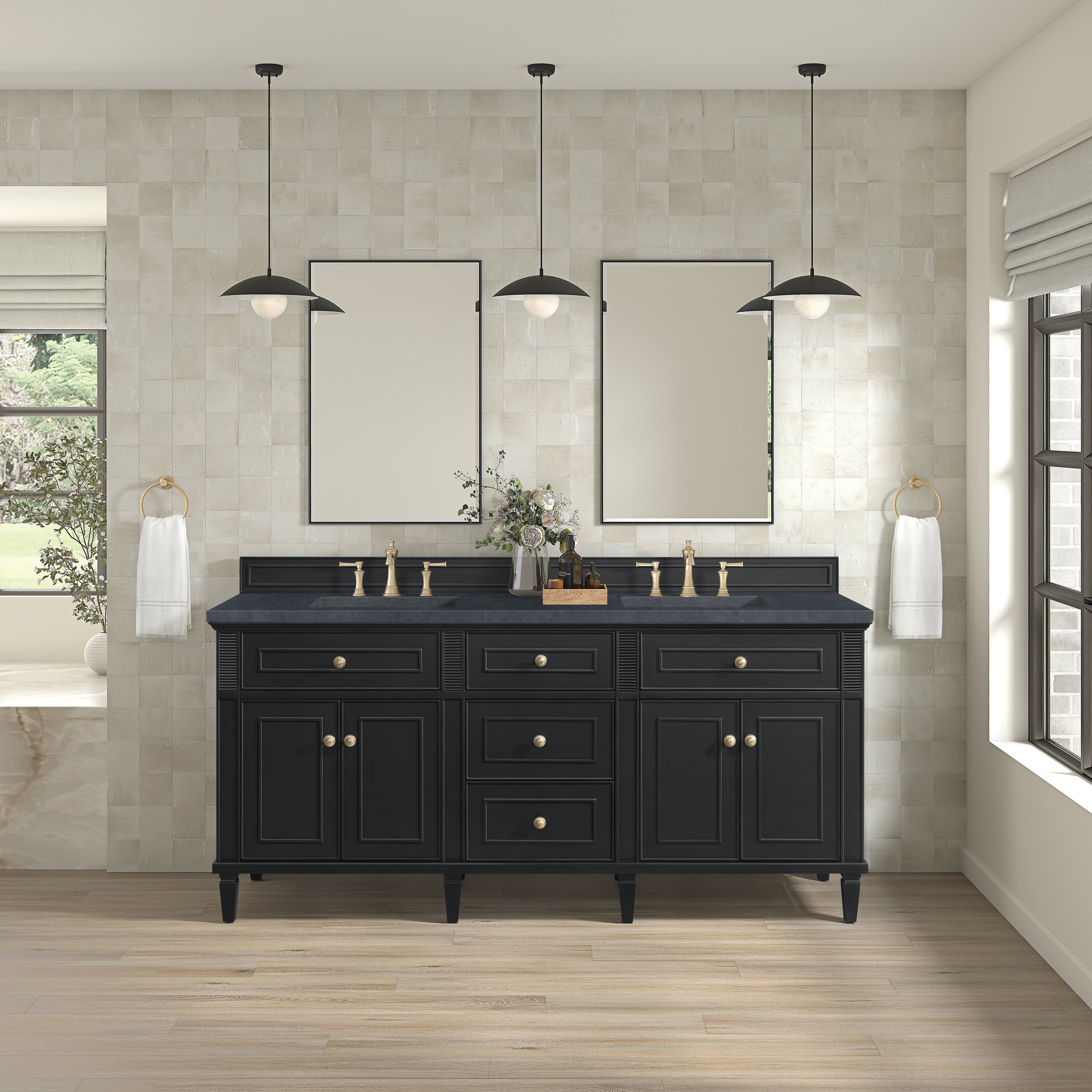 James Martin Lorelai 72" Double Vanity in Black Onyx with 3cm Countertop