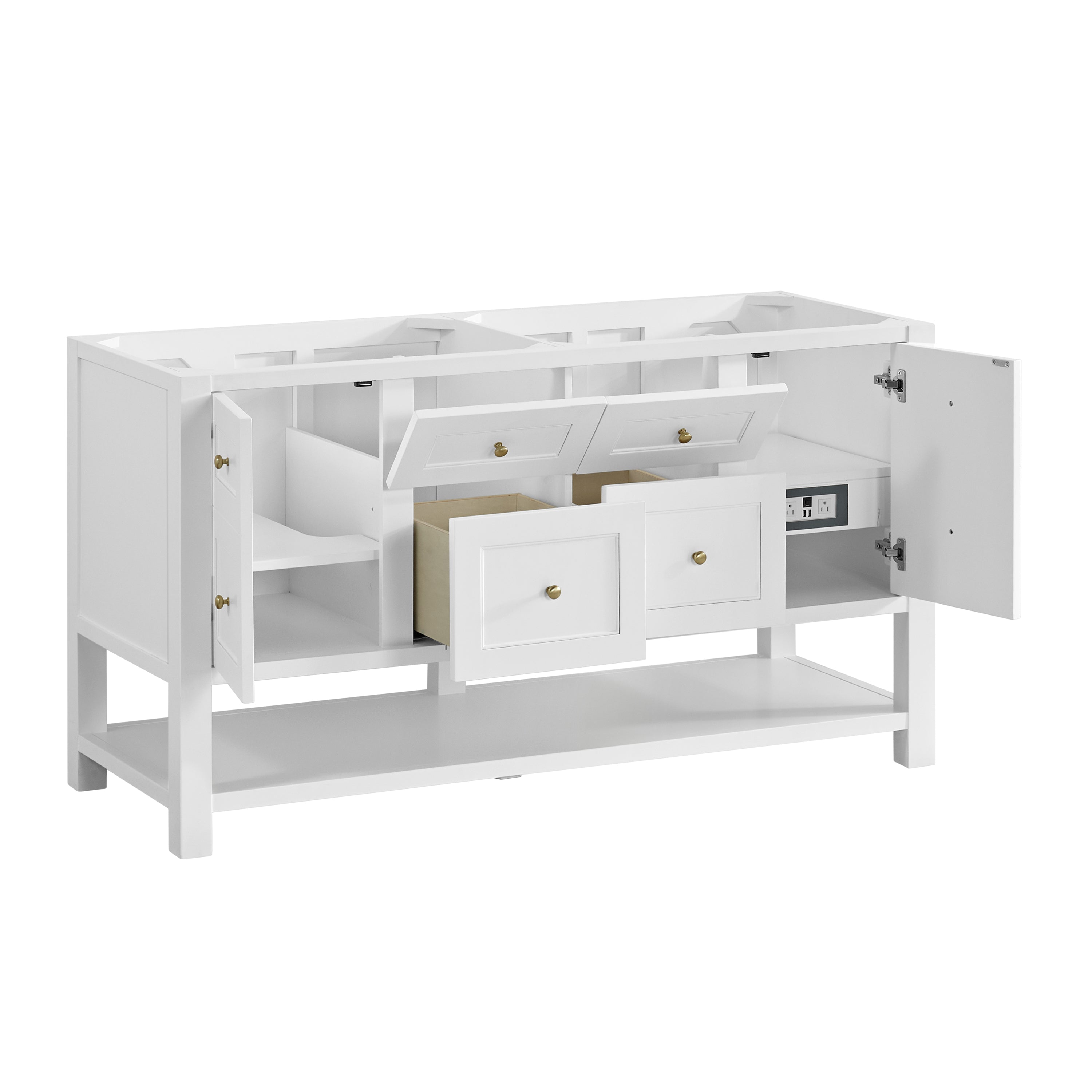 James Martin Breckenridge 60" Double Vanity in Bright White with 3cm Countertop