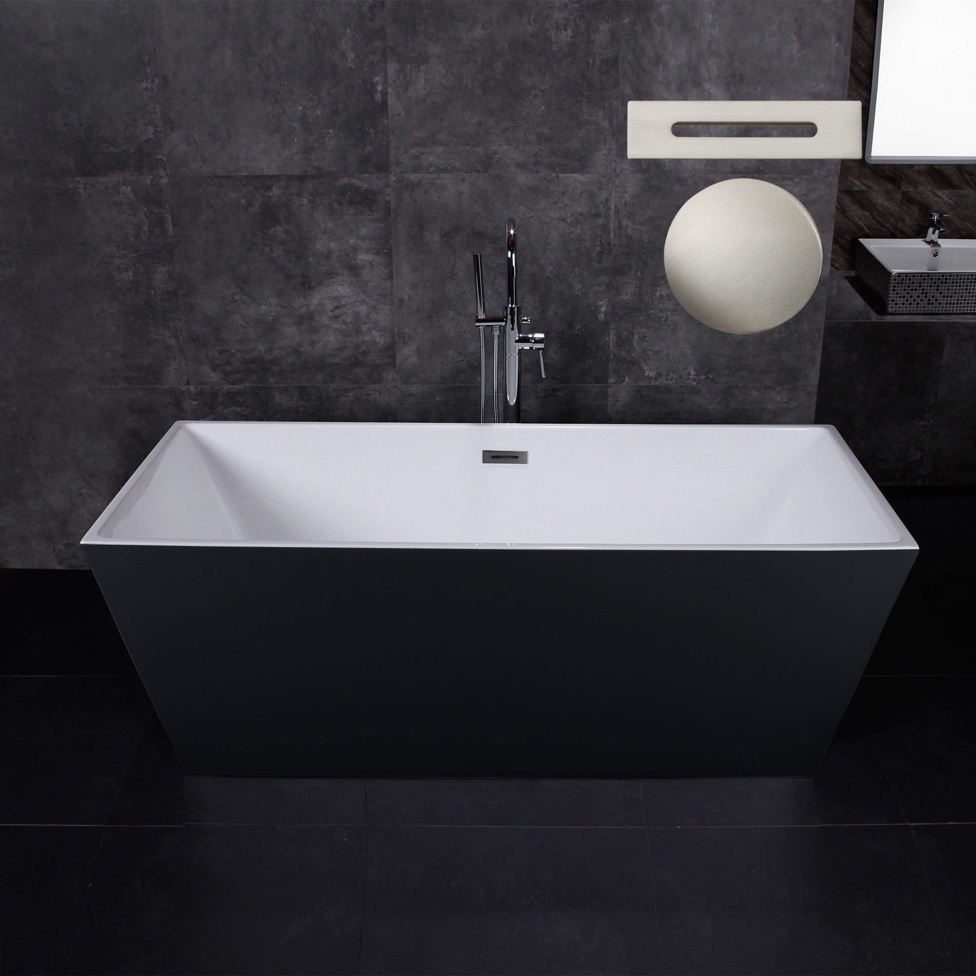 WOODBRIDGE 67" Acrylic Freestanding Bathtub Contemporary Soaking Tub with Drain & Overflow, B1812