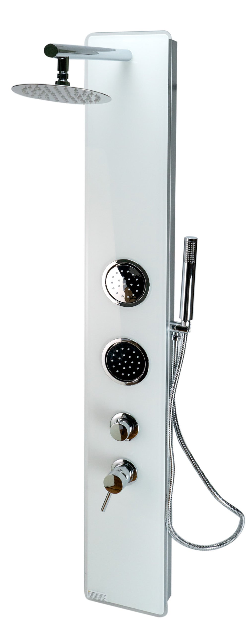 ALFI brand  ABSP50W White Glass Shower Panel with 2 Body Sprays and Rain Shower Head