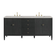 James Martin Myrrin 72" Double Vanity in Carbon Oak with 3cm Countertop and FreePower Wireless Charger