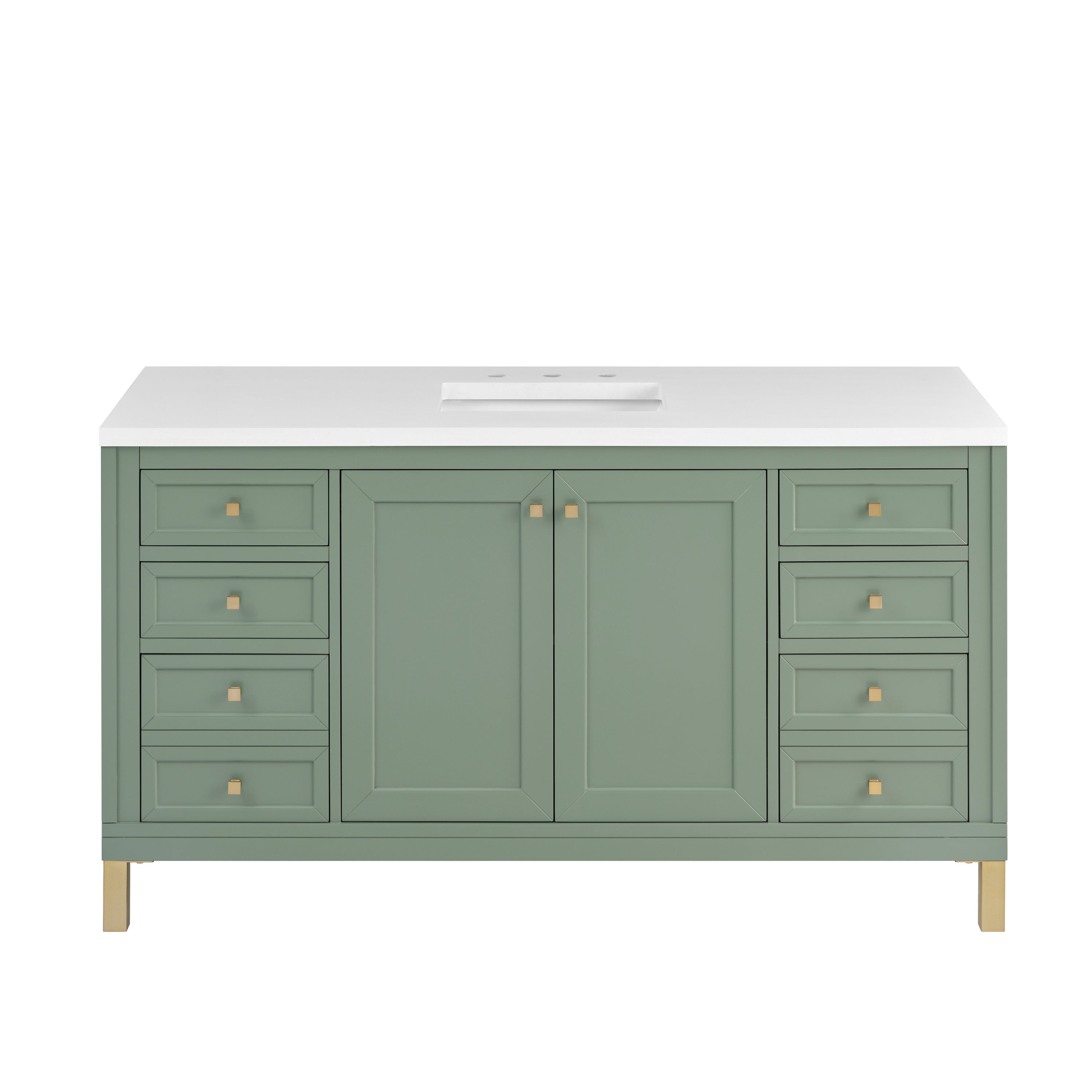 James Martin Chicago 60" Single Vanity in Smokey Celadon with 3cm Countertop