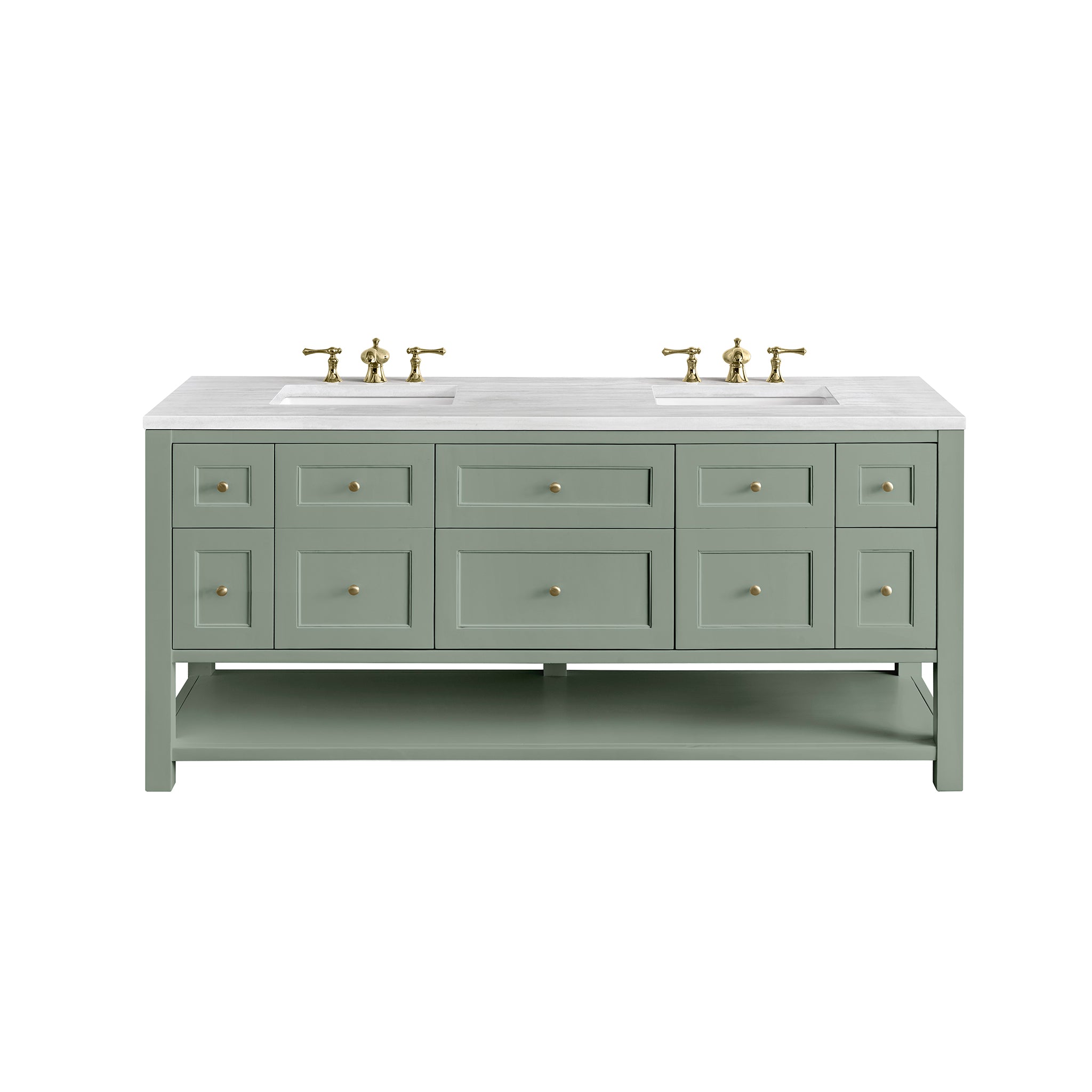 James Martin Breckenridge 72" Double Vanity in Smokey Celadon with 3cm Countertop