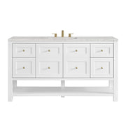 James Martin Breckenridge 60" Single Vanity in Bright White with 3cm Countertop and FreePower Wireless Charger
