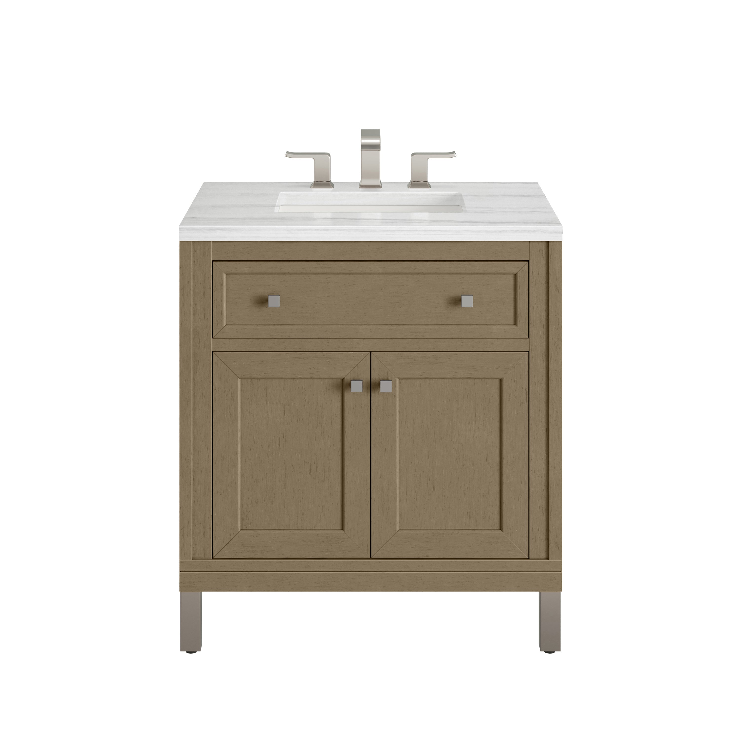 James Martin Chicago 30" Single Vanity in Walnut Whisper with 3cm Countertop