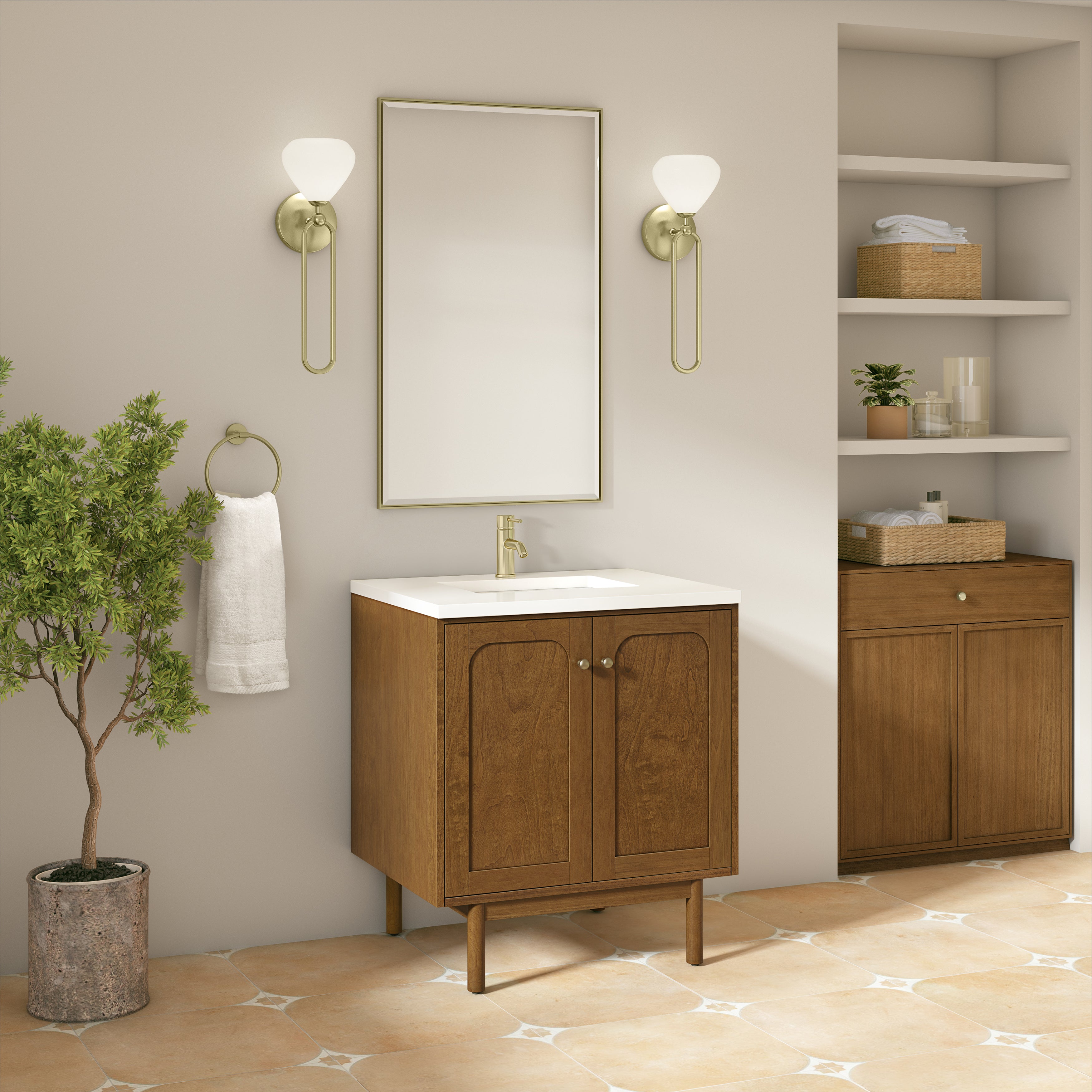 James Martin Laurent 30" Single Vanity in Honey Oak with 3cm Countertop