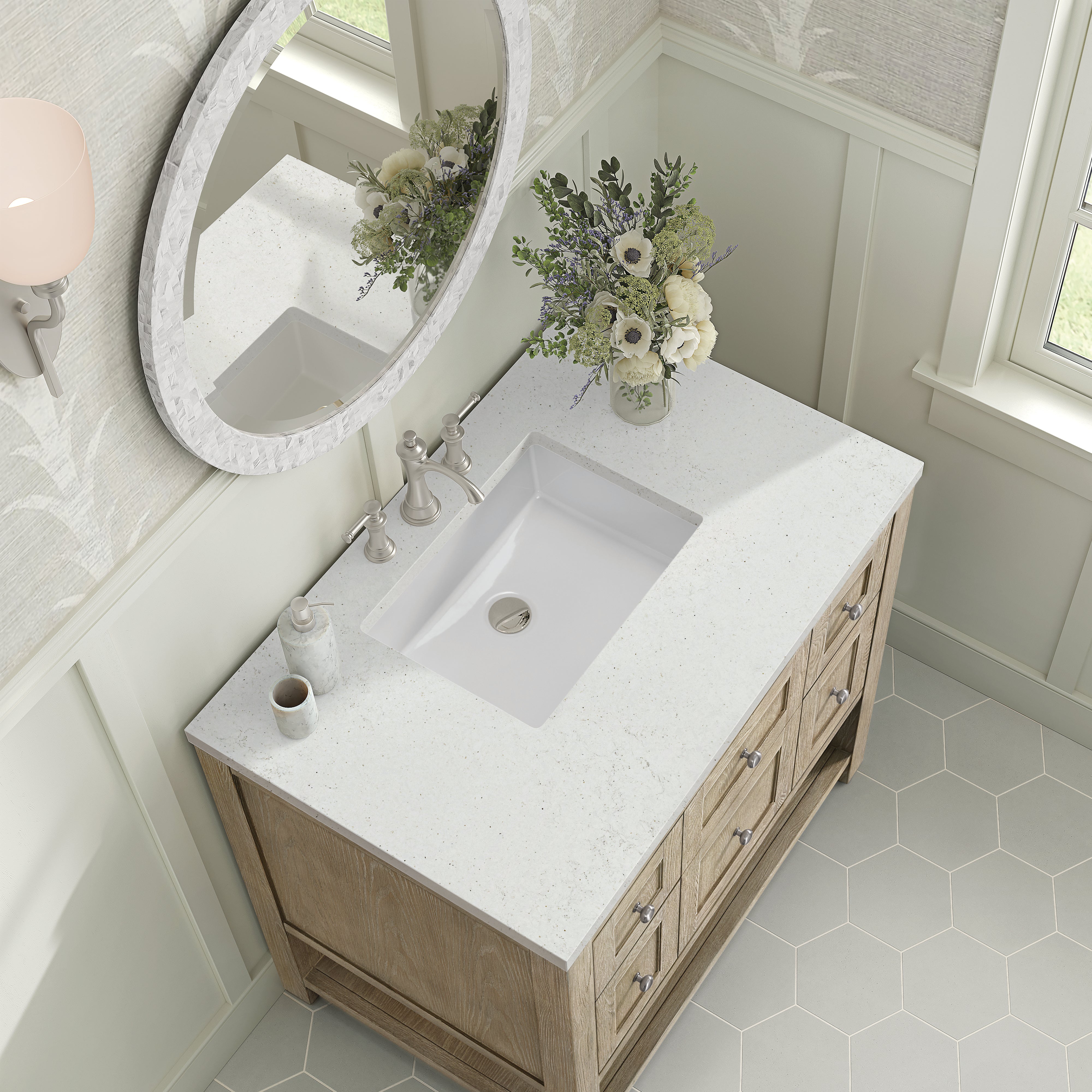 James Martin Breckenridge 36" Single in Whitewashed Oak with 3cm Countertop