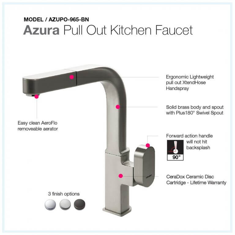 Houzer Azura Series Brushed Nickel Single Handle Pull-Out Kitchen Faucet