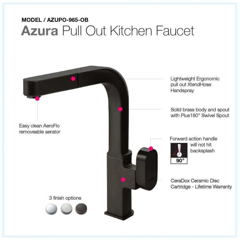 Houzer Azura Series Brushed Nickel Single Handle Pull-Out Kitchen Faucet