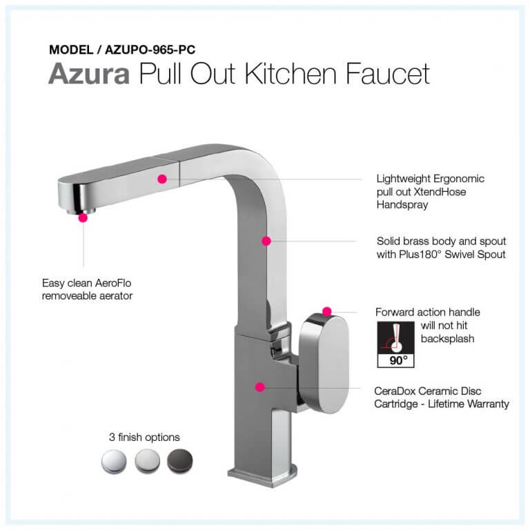 Houzer Azura Series Brushed Nickel Single Handle Pull-Out Kitchen Faucet