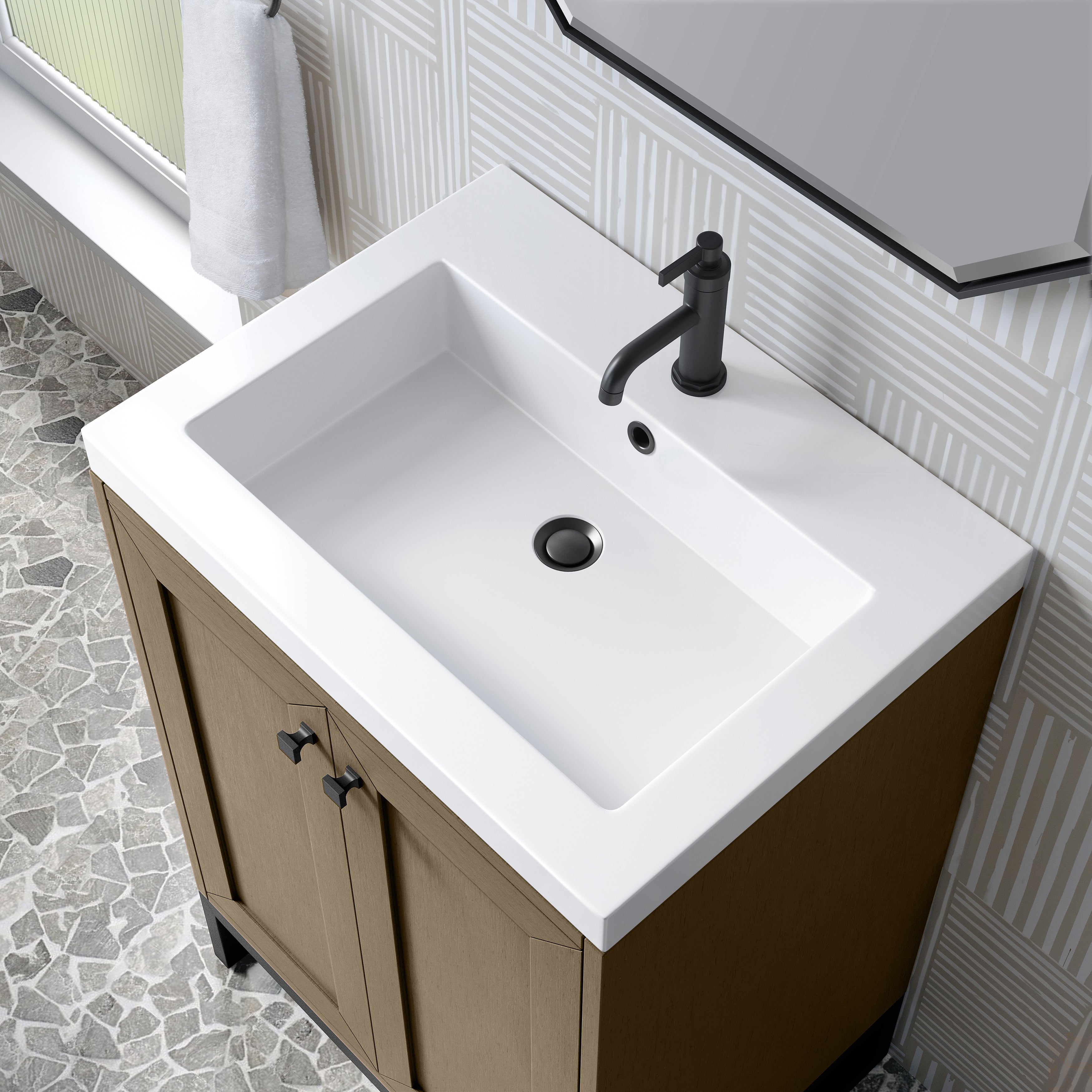 James Martin Chianti 24" Single Vanity in Glossy White with White Glossy Composite Stone Top