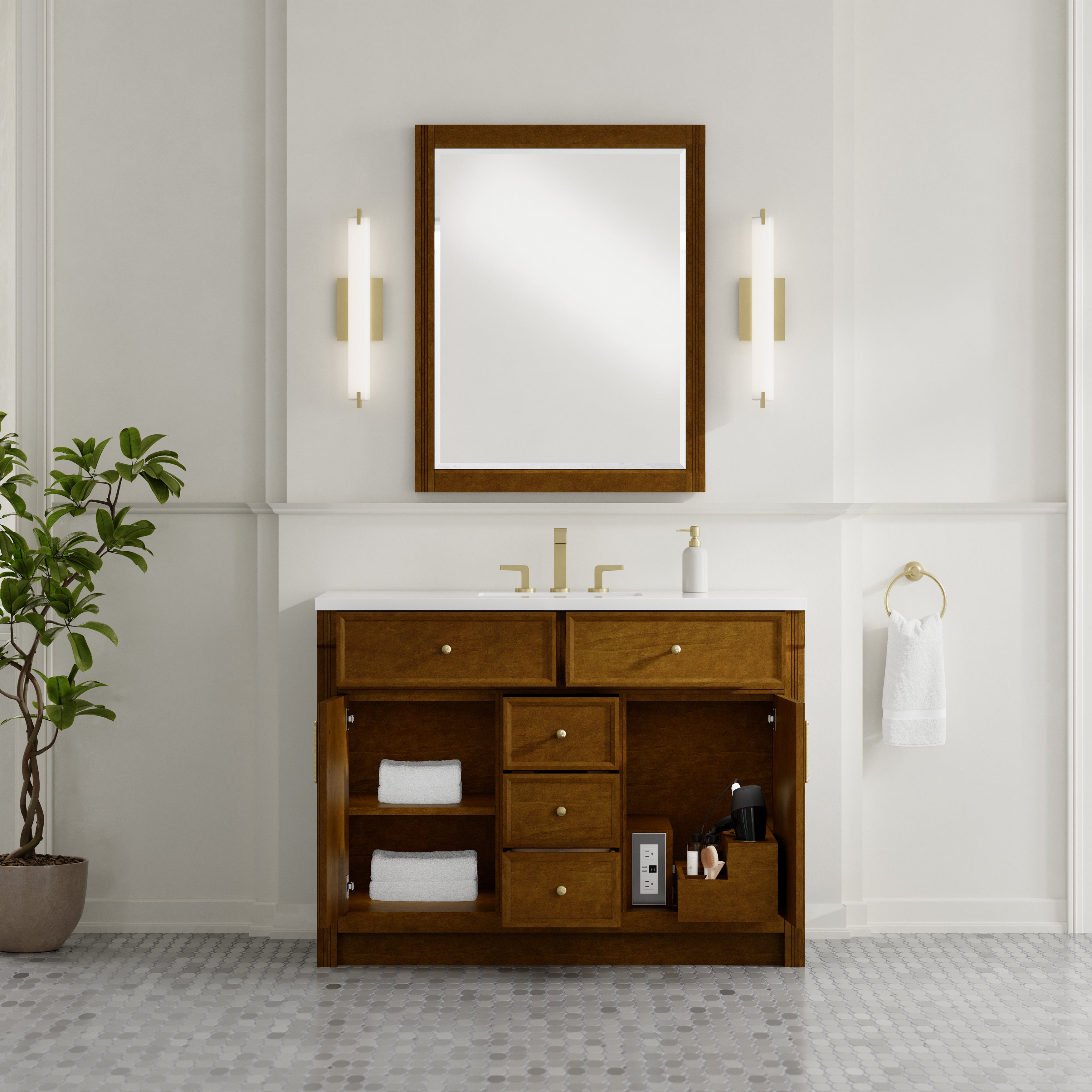 James Martin Bellshire 48" Single Vanity in Honey Oak with 3cm Countertop