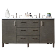James Martin Metropolitan 60" Double Vanity in Silver Oak with 3cm Countertop