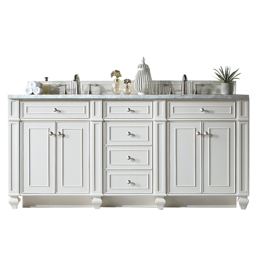 James Martin Bristol 72" Double Vanity in Bright White with 3cm Countertop