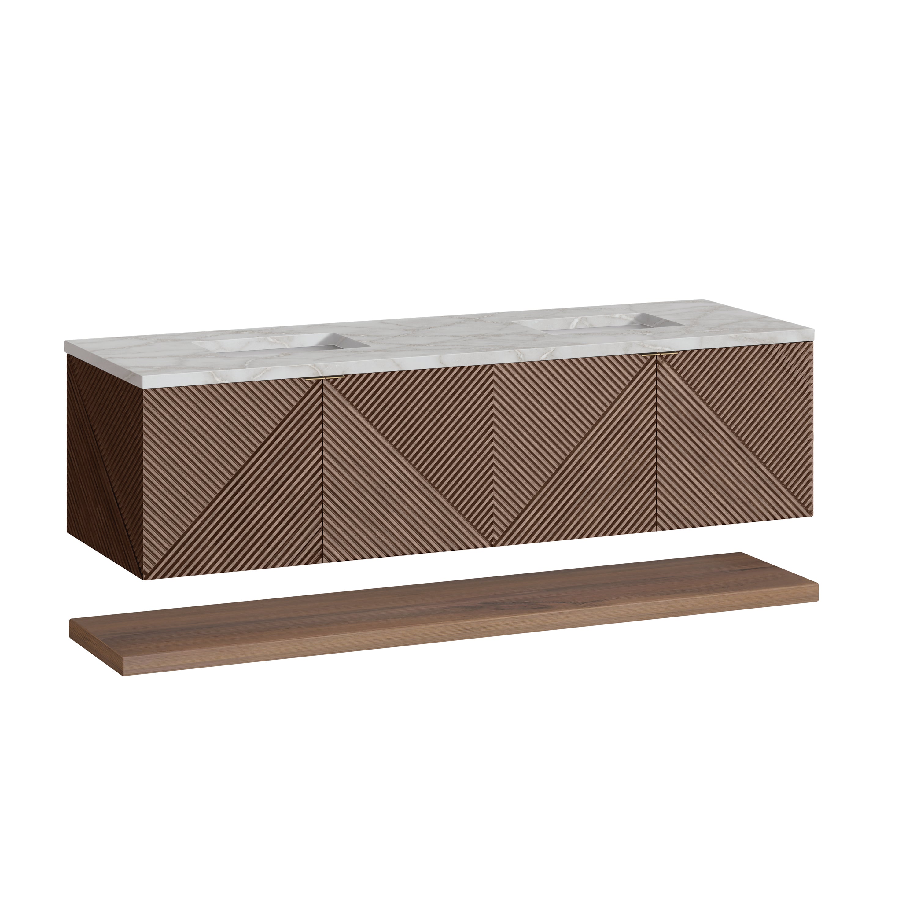 James Martin Marcello 72" Double Vanity in Chestnut with 3cm Countertop and FreePower Wireless Charger