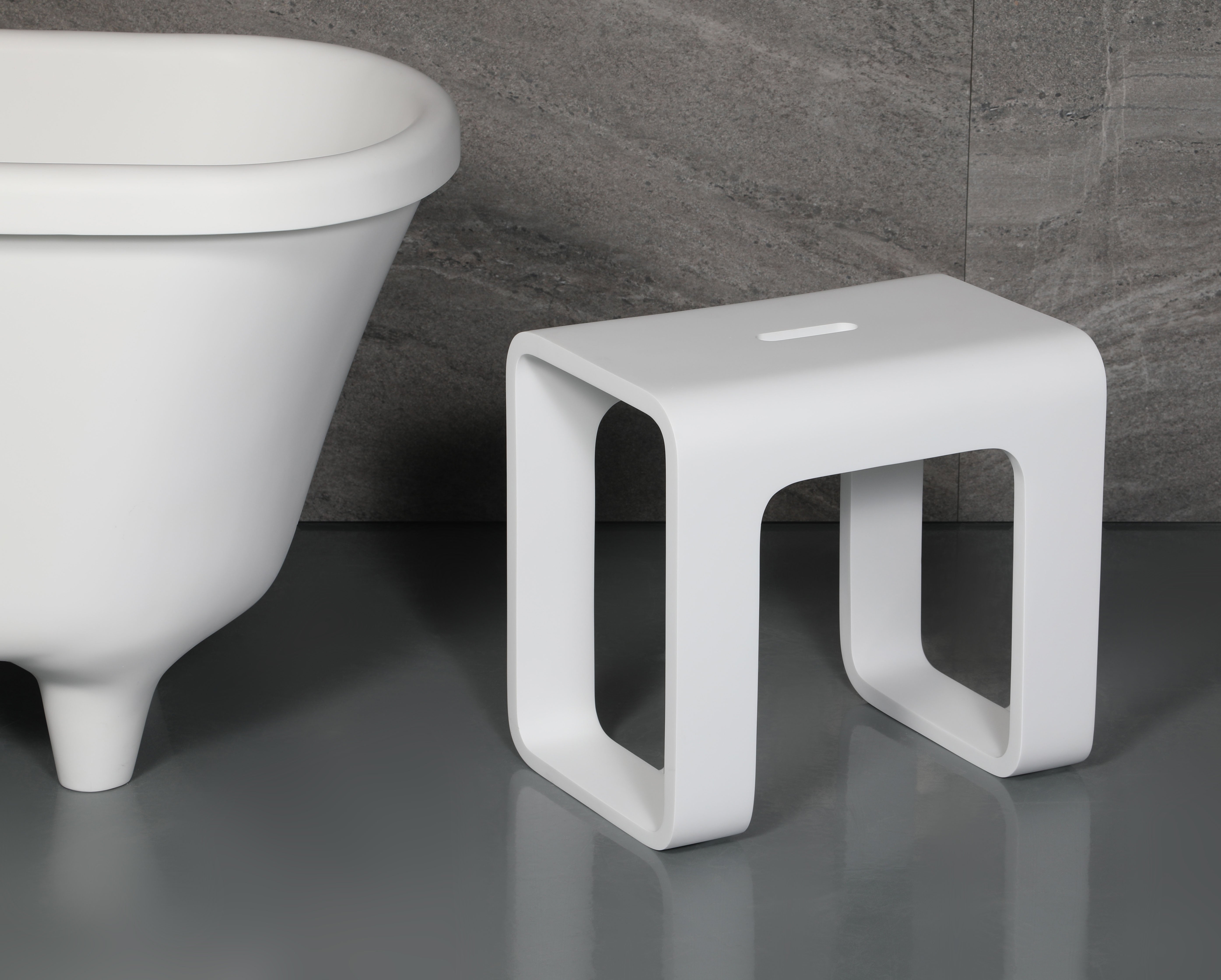 ALFI brand  ABST99 White Matte Solid Surface Resin Bathroom / Shower Stool