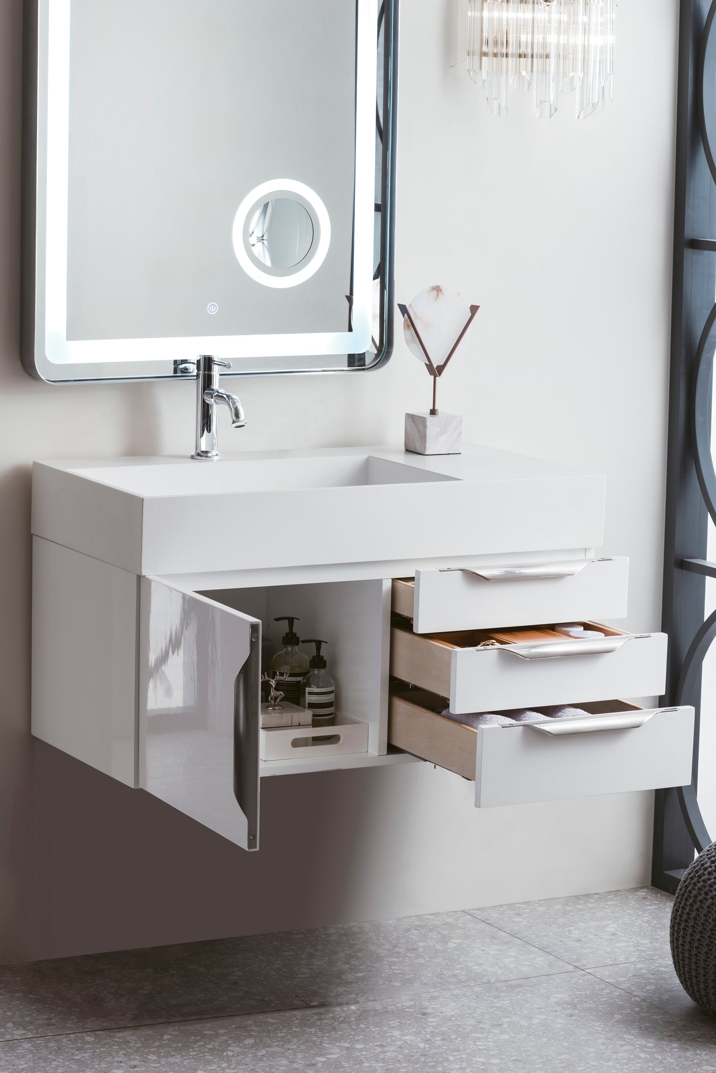 James Martin Columbia 36" Wall Mounted Single Vanity with Mineral Composite Stone Countertop