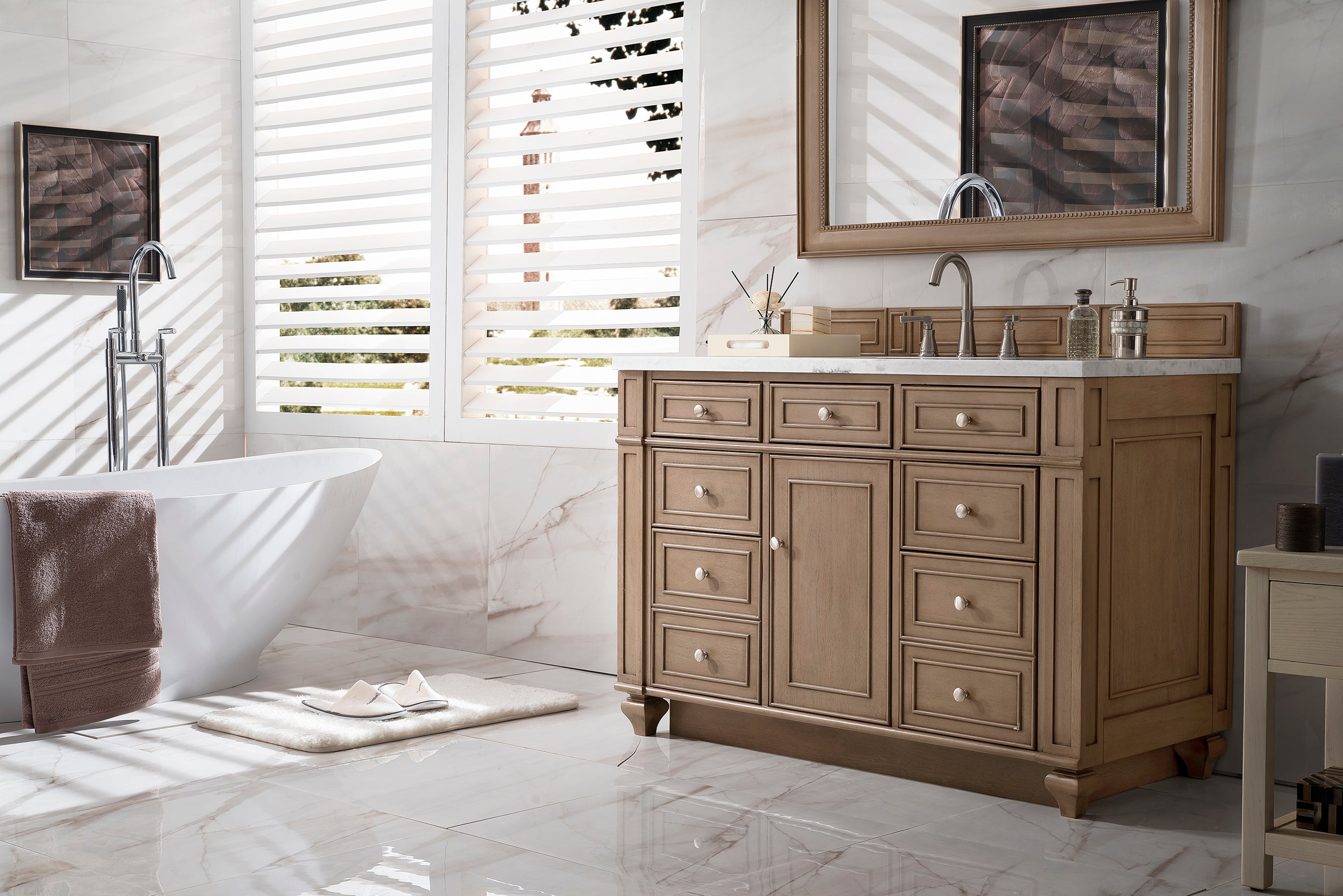 James Martin Bristol 48" Single Vanity in Whitewashed Walnut with 3cm Countertop
