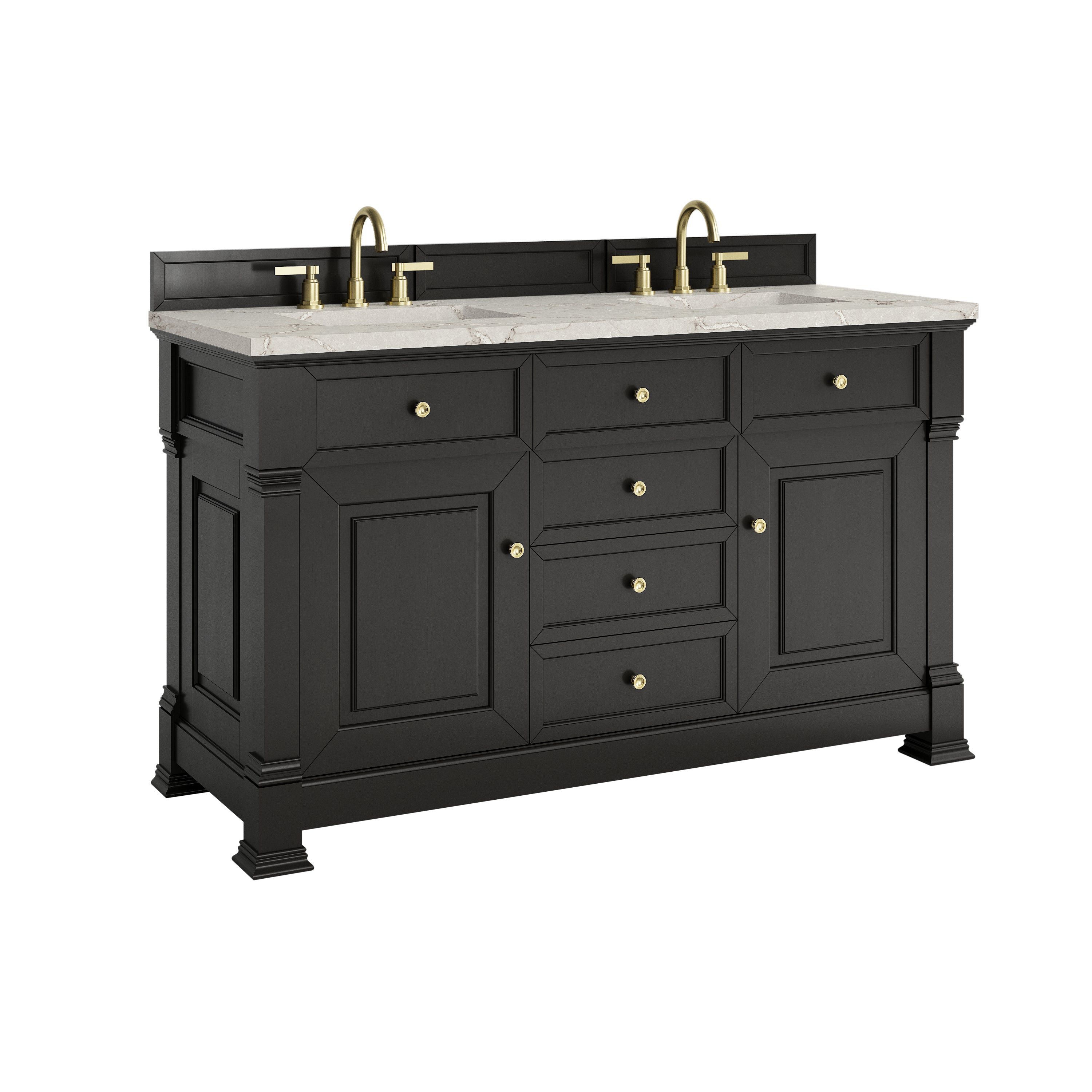 James Martin Brookfield 60" Double Vanity in Black Onyx with 3cm Countertop