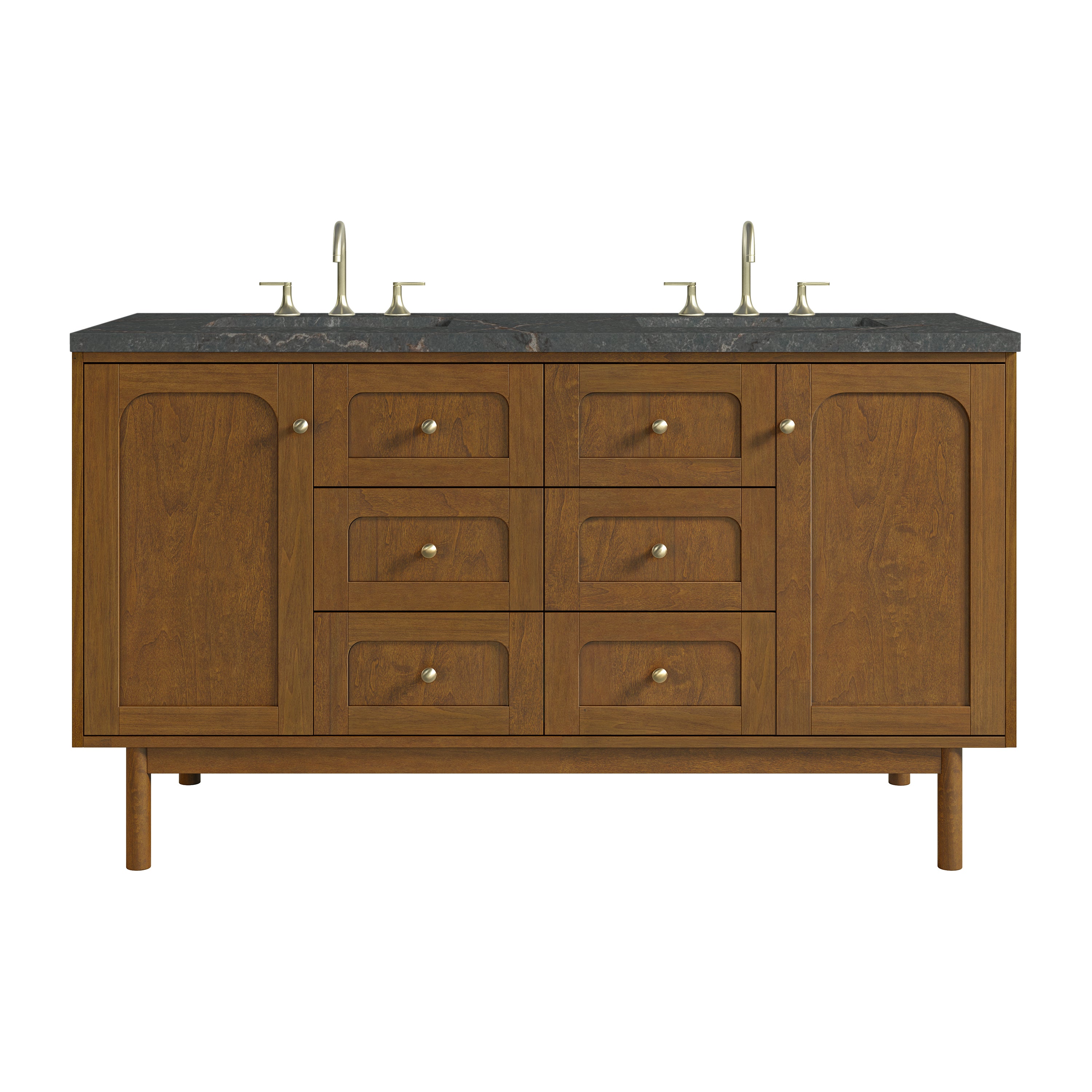 James Martin Laurent 60" Double Vanity in Honey Oak with 3cm Countertop and FreePower Wireless Charger