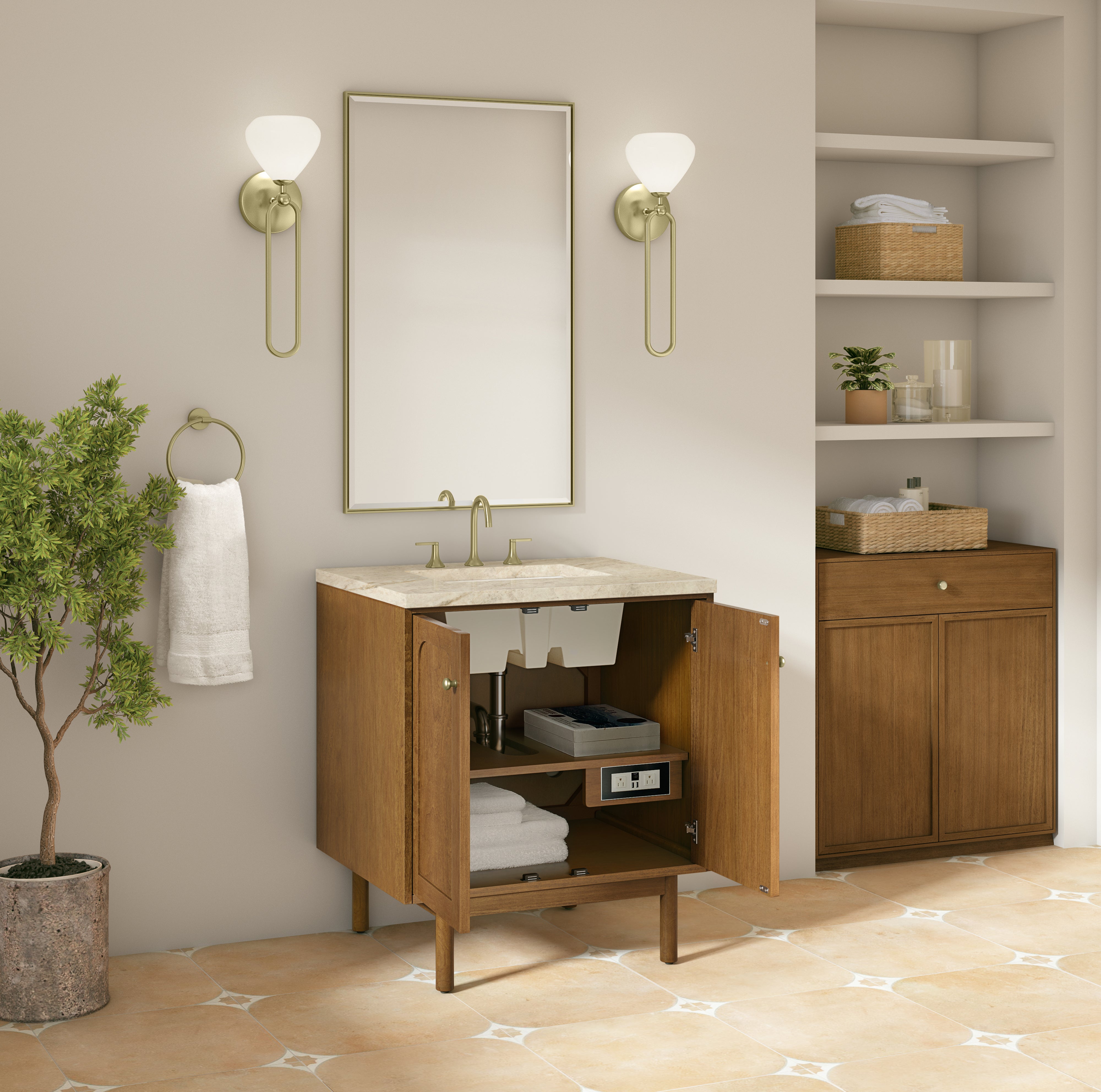 James Martin Laurent 30" Single Vanity in Honey Oak with 3cm Countertop