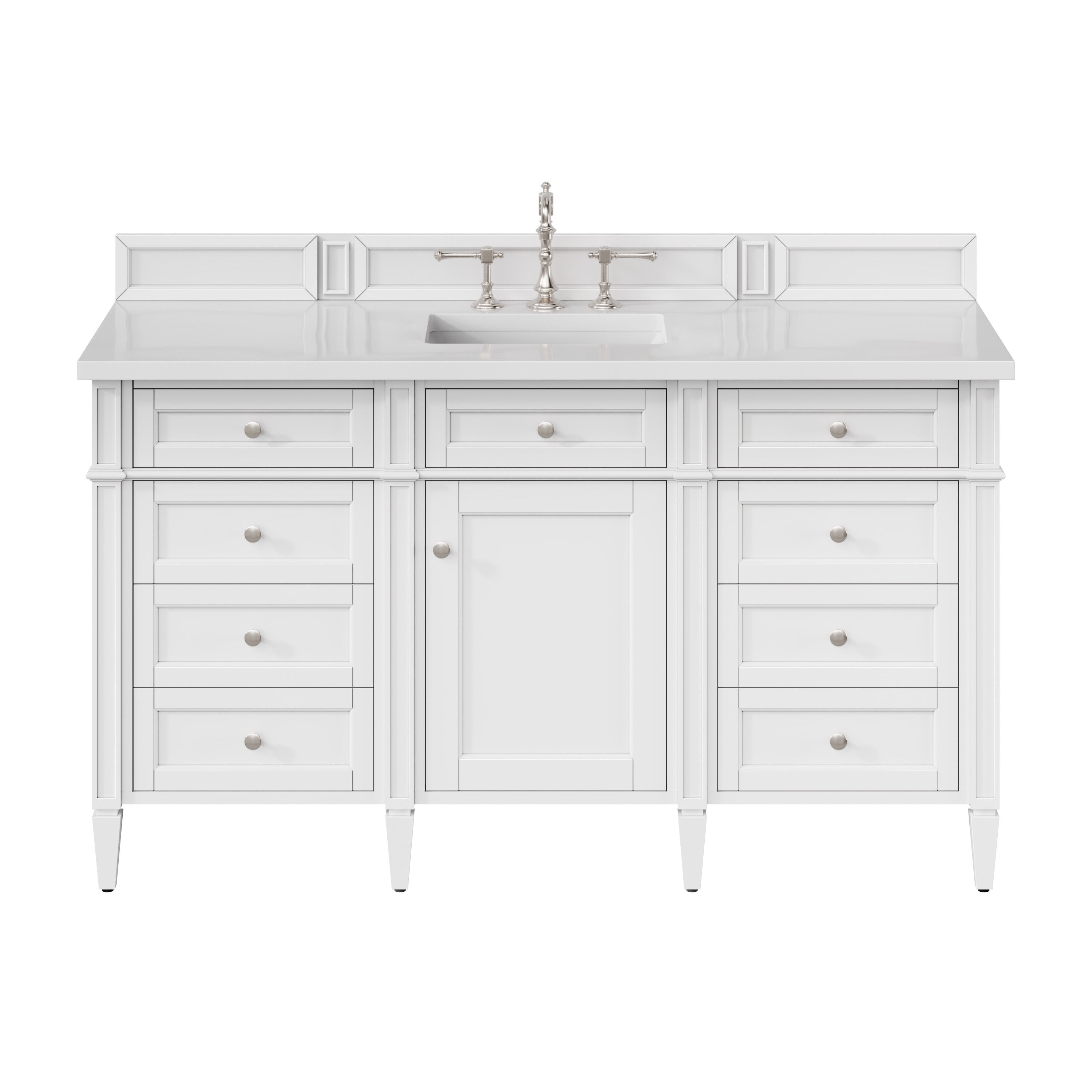 James Martin Brittany 60" Single Vanity in Bright White with 3cm Countertop