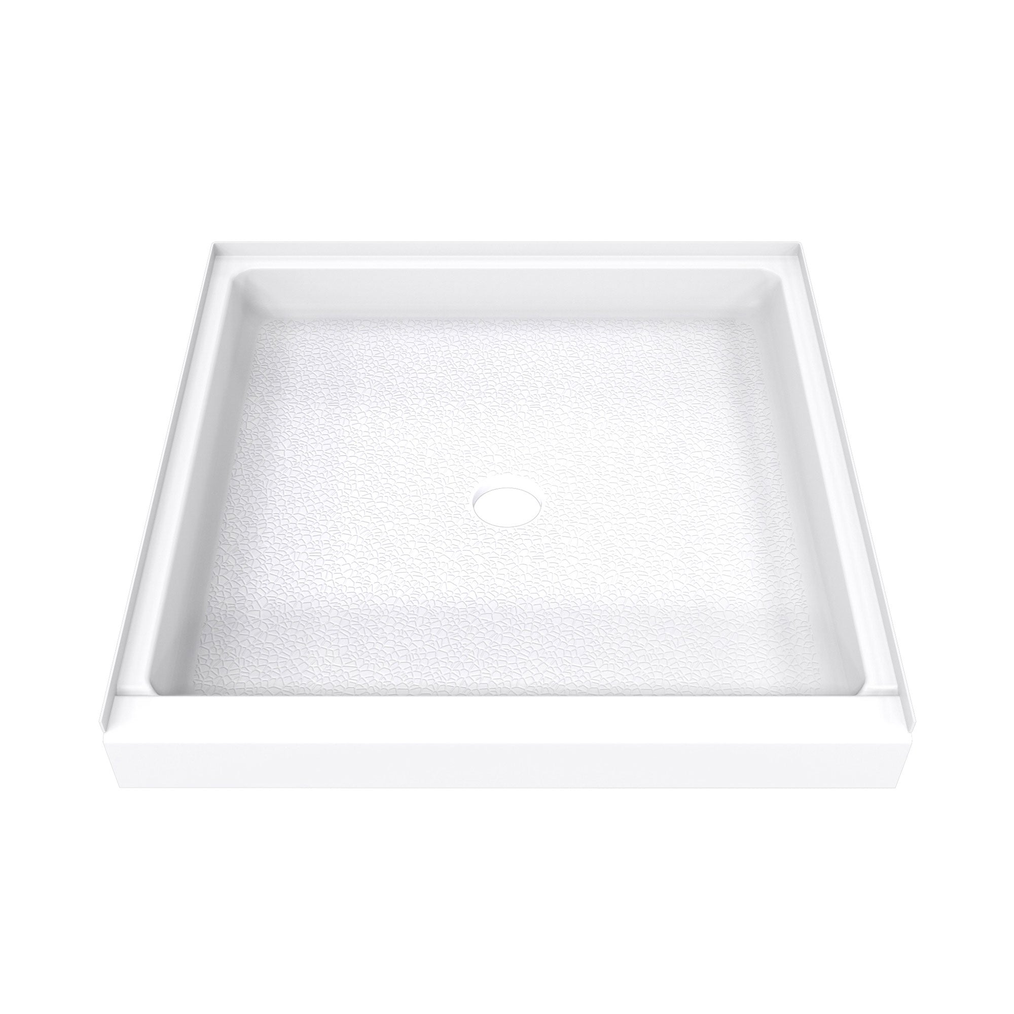 DreamLine DreamStone 42 inch D x 42 inch W Center Drain Shower Base and Traditional Subway Wall Kit