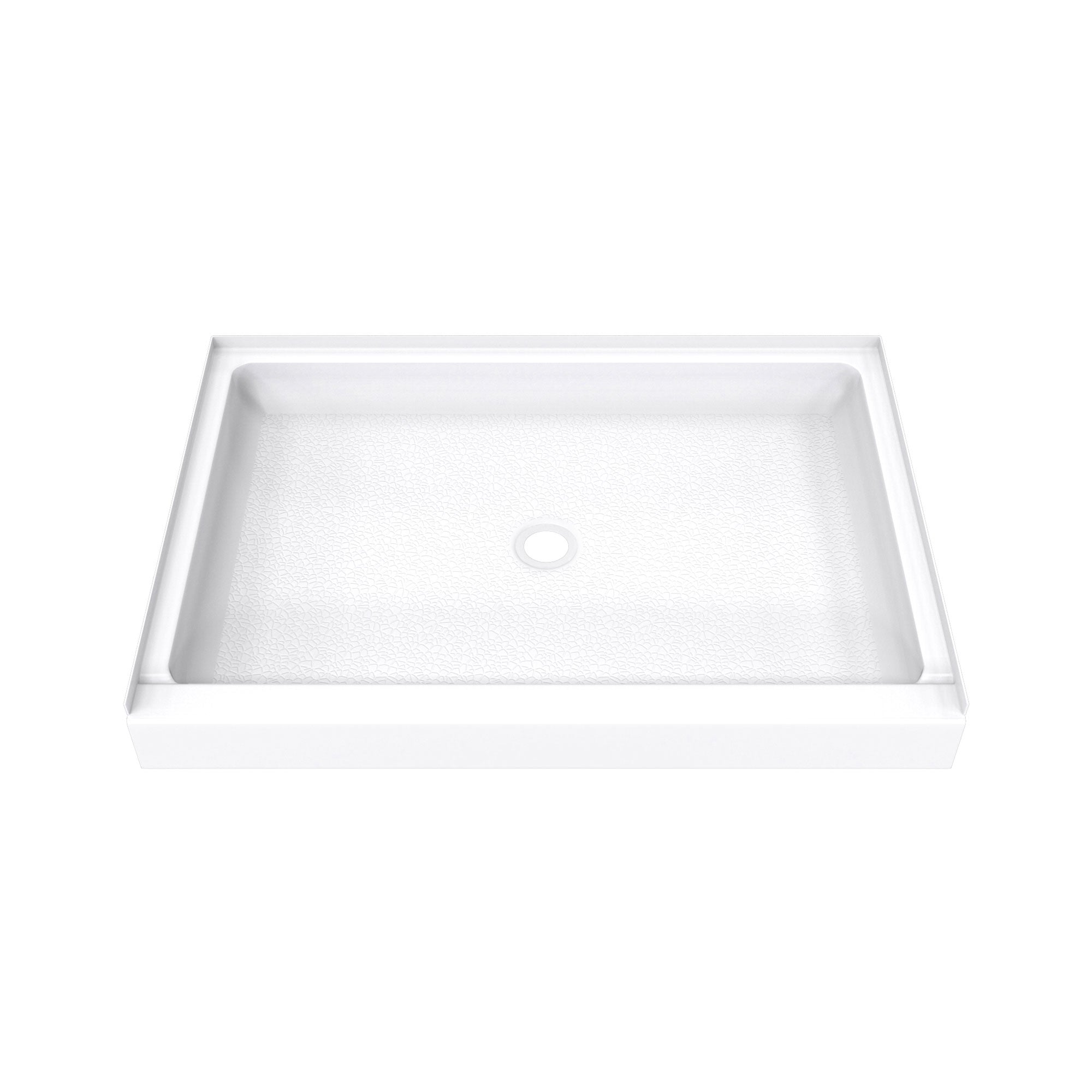 DreamLine DreamStone 34 inch D x 48 inch W Center Drain Shower Base and Traditional Subway Wall Kit