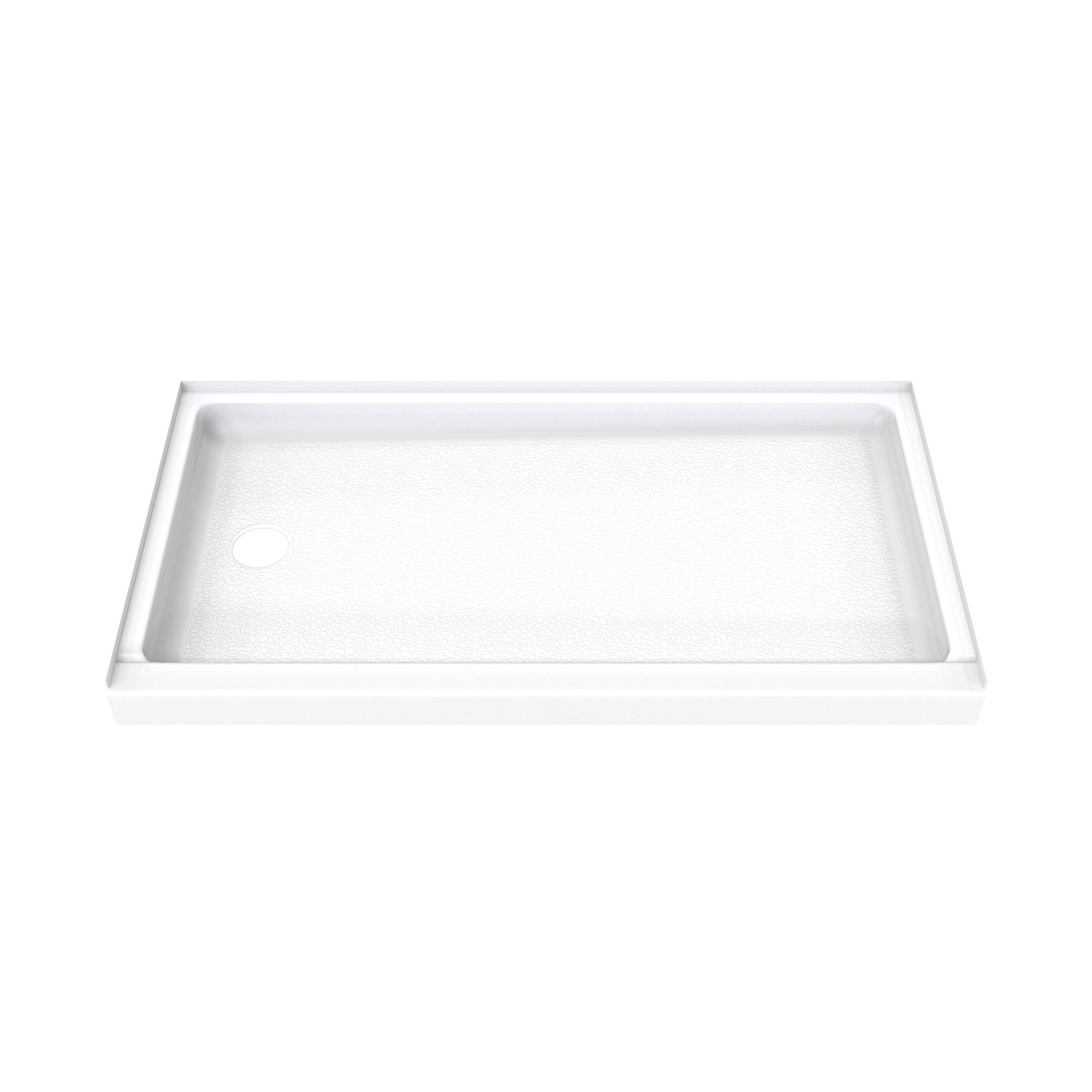DreamLine DreamStone 32 inch D x 60 inch W Right Drain Shower Base and Traditional Subway Wall Kit