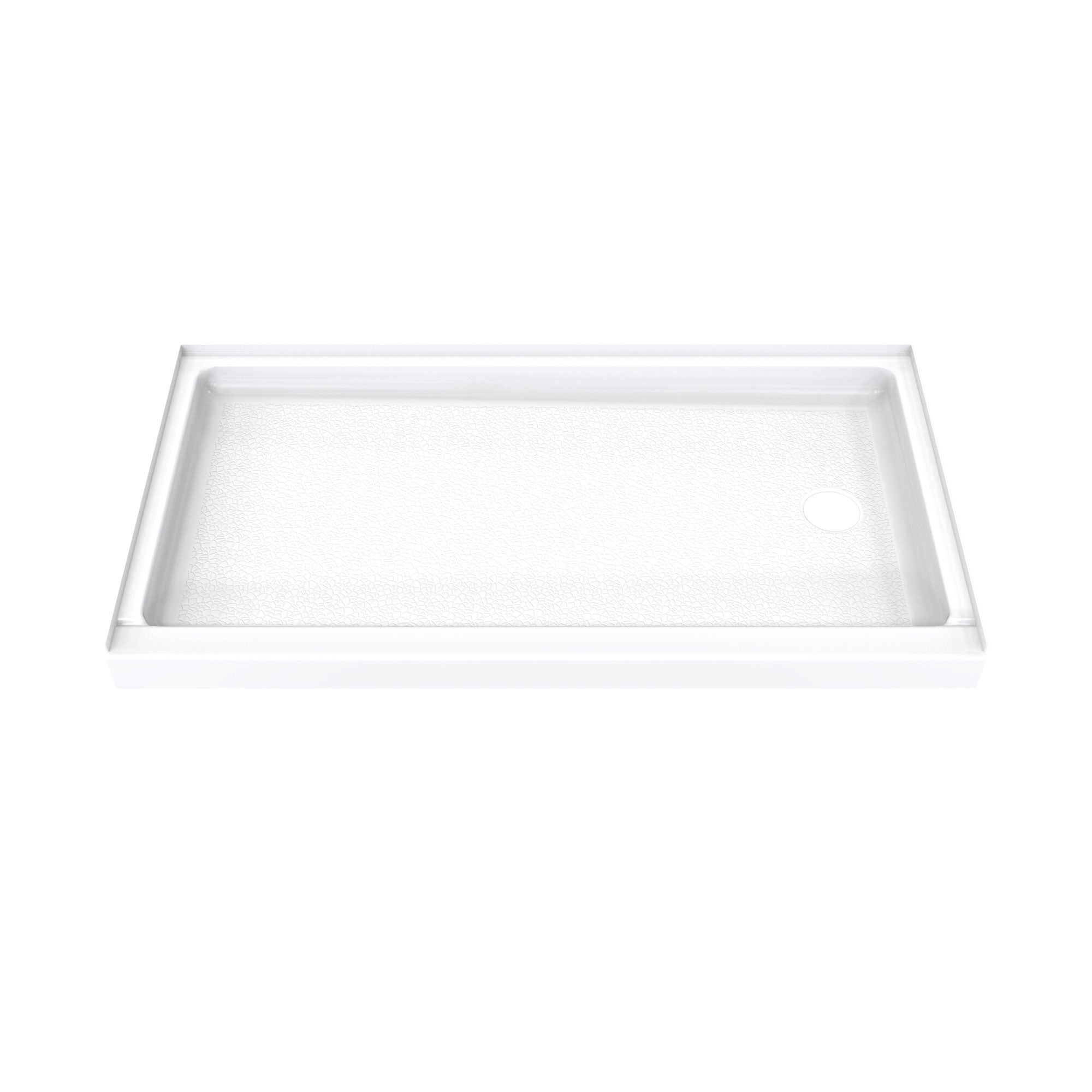DreamLine DreamStone 32 inch D x 60 inch W Right Drain Shower Base and Traditional Subway Wall Kit