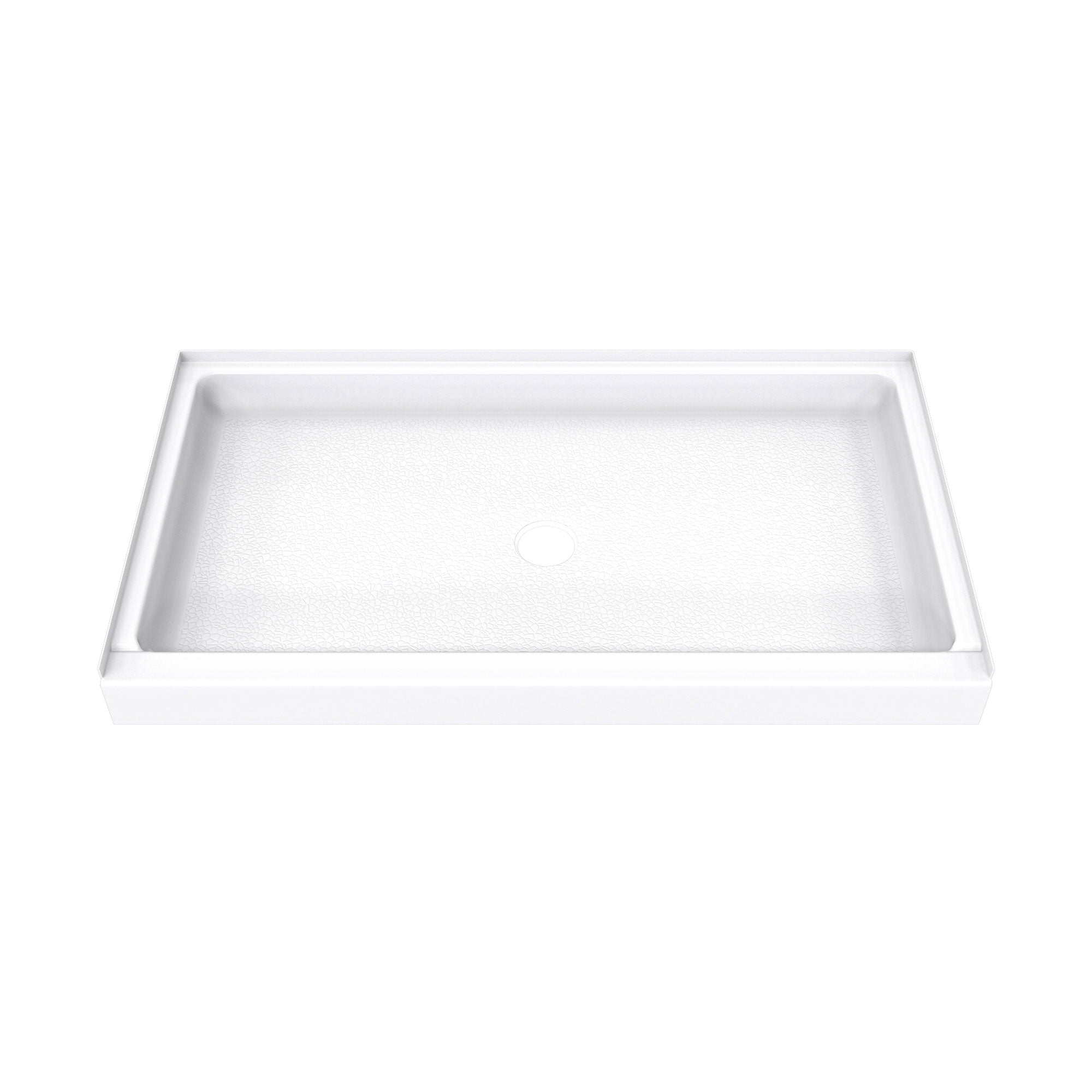 DreamLine DreamStone 34 inch D x 60 inch W Center Drain Shower Base and Traditional Subway Wall Kit